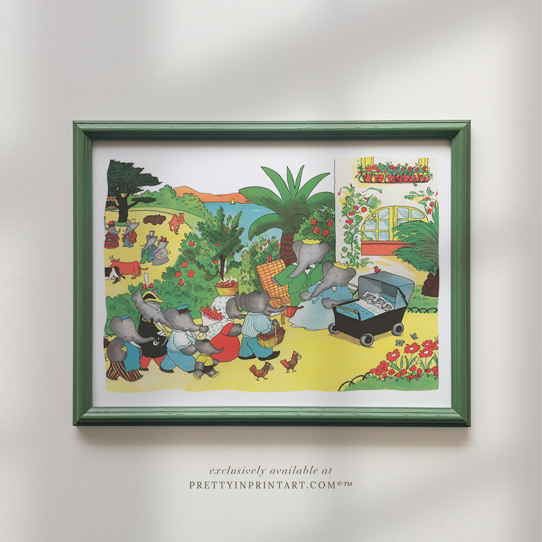 Babar Nursery Art - Babar the Elephant nursery wall art print, Vintage Babar nursery decor for baby’s room, Classic Babar prints for children’s bedrooms