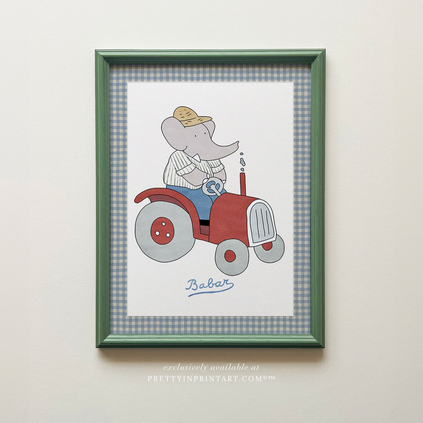 Babar Nursery Art - Babar the Elephant nursery wall art print, Vintage Babar nursery decor for baby’s room, Classic Babar prints for children’s bedrooms