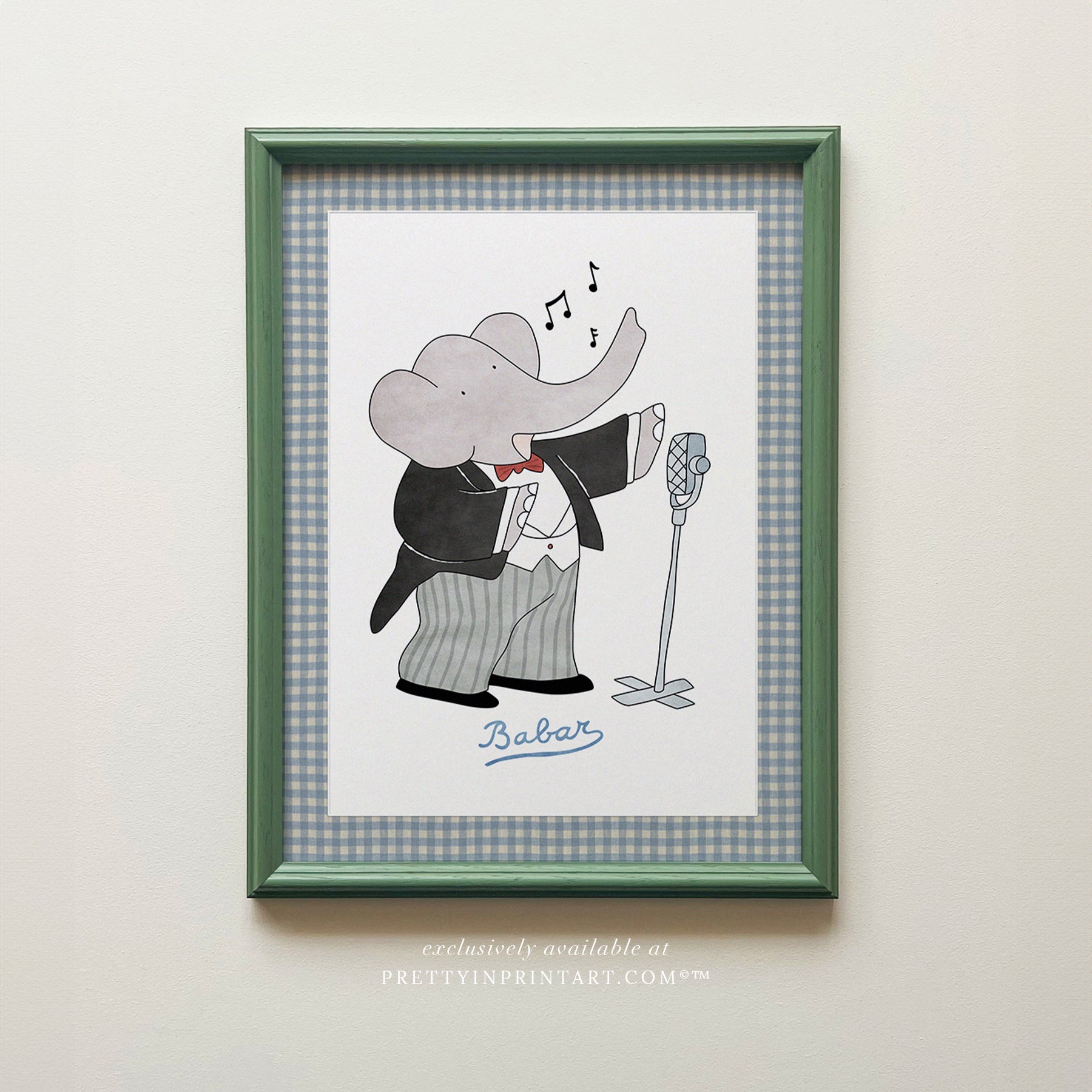 Babar Nursery Art - Babar the Elephant nursery wall art print, Vintage Babar nursery decor for baby’s room, Classic Babar prints for children’s bedrooms