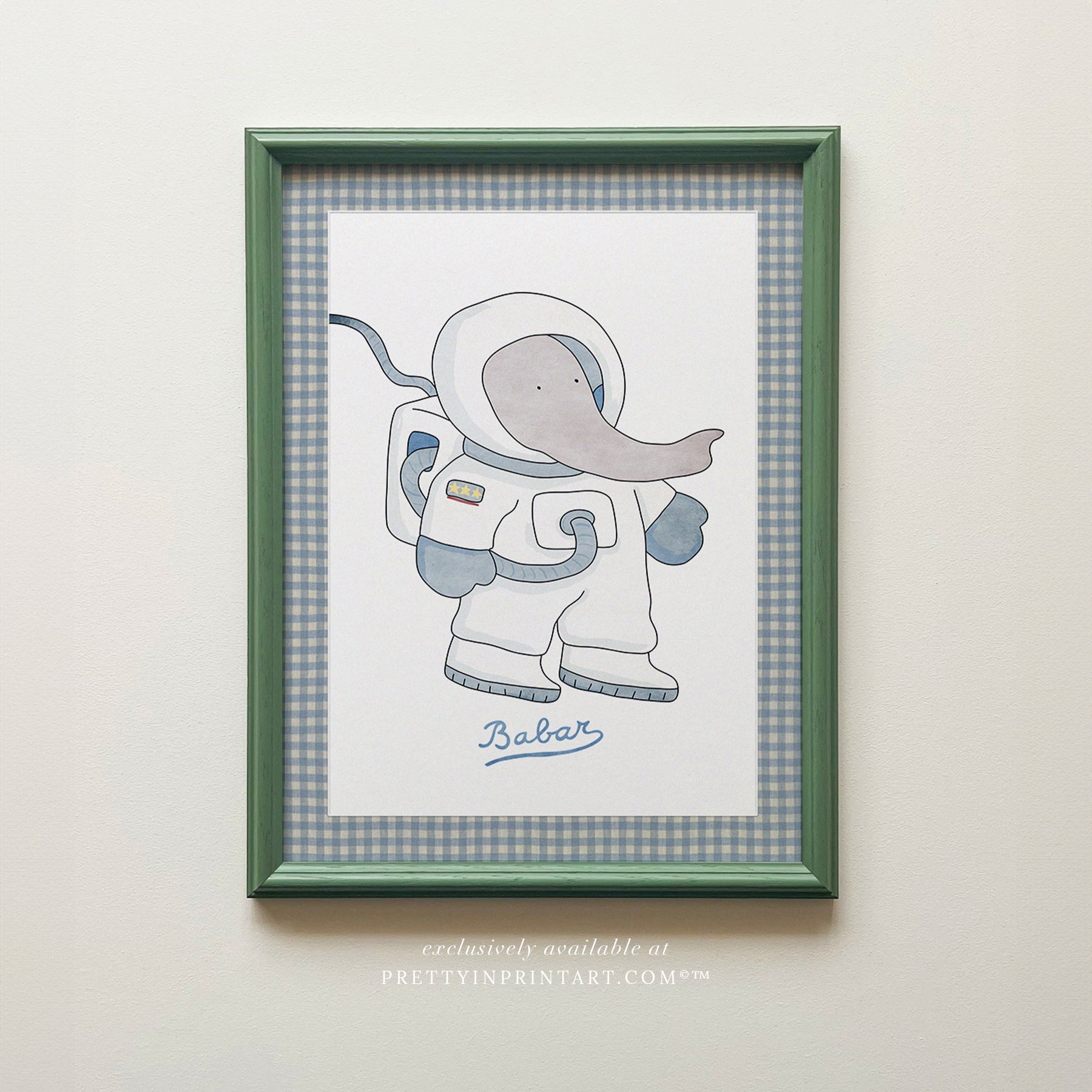 Babar Nursery Art - Babar the Elephant nursery wall art print, Vintage Babar nursery decor for baby’s room, Classic Babar prints for children’s bedrooms