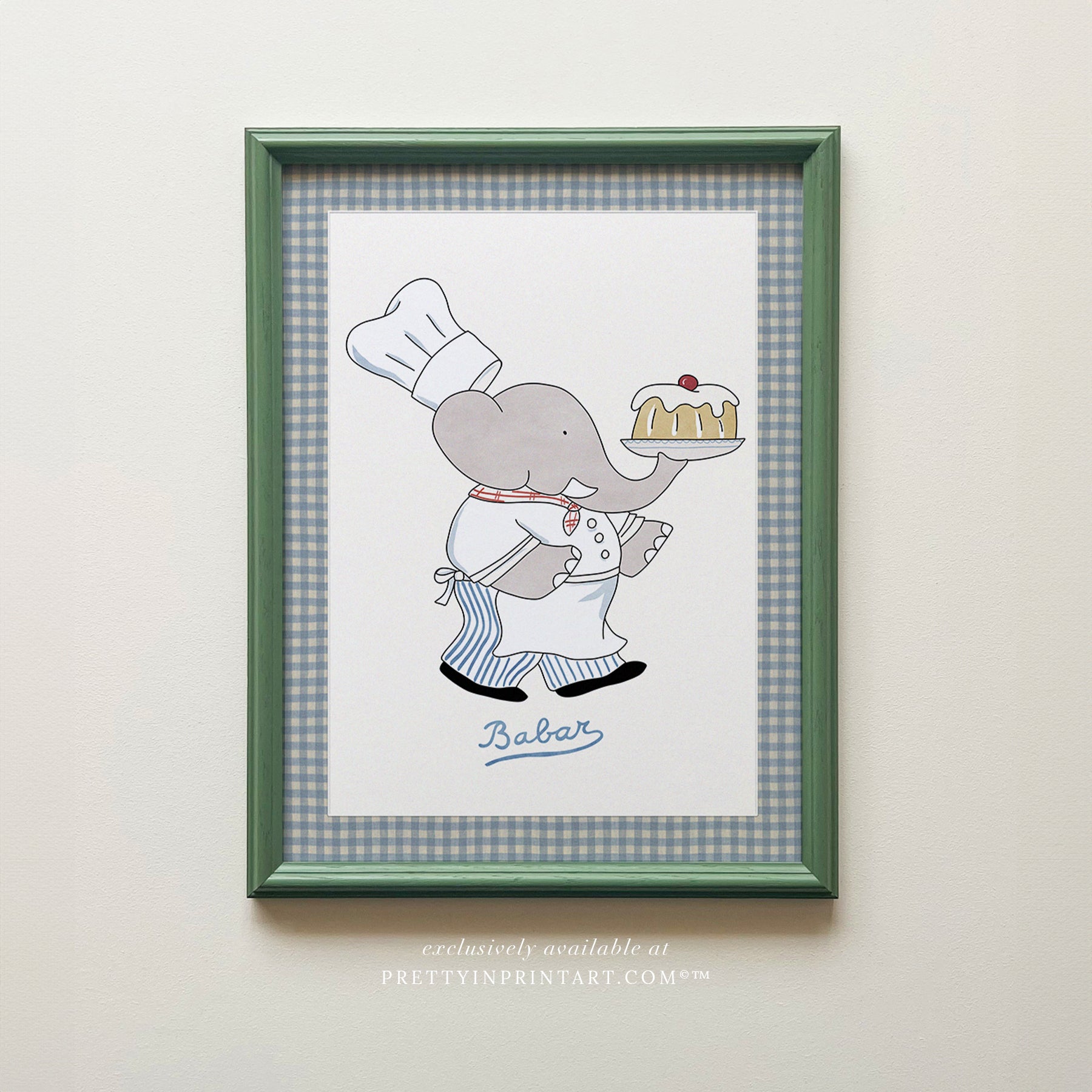 Babar Nursery Art - Babar the Elephant nursery wall art print, Vintage Babar nursery decor for baby’s room, Classic Babar prints for children’s bedrooms