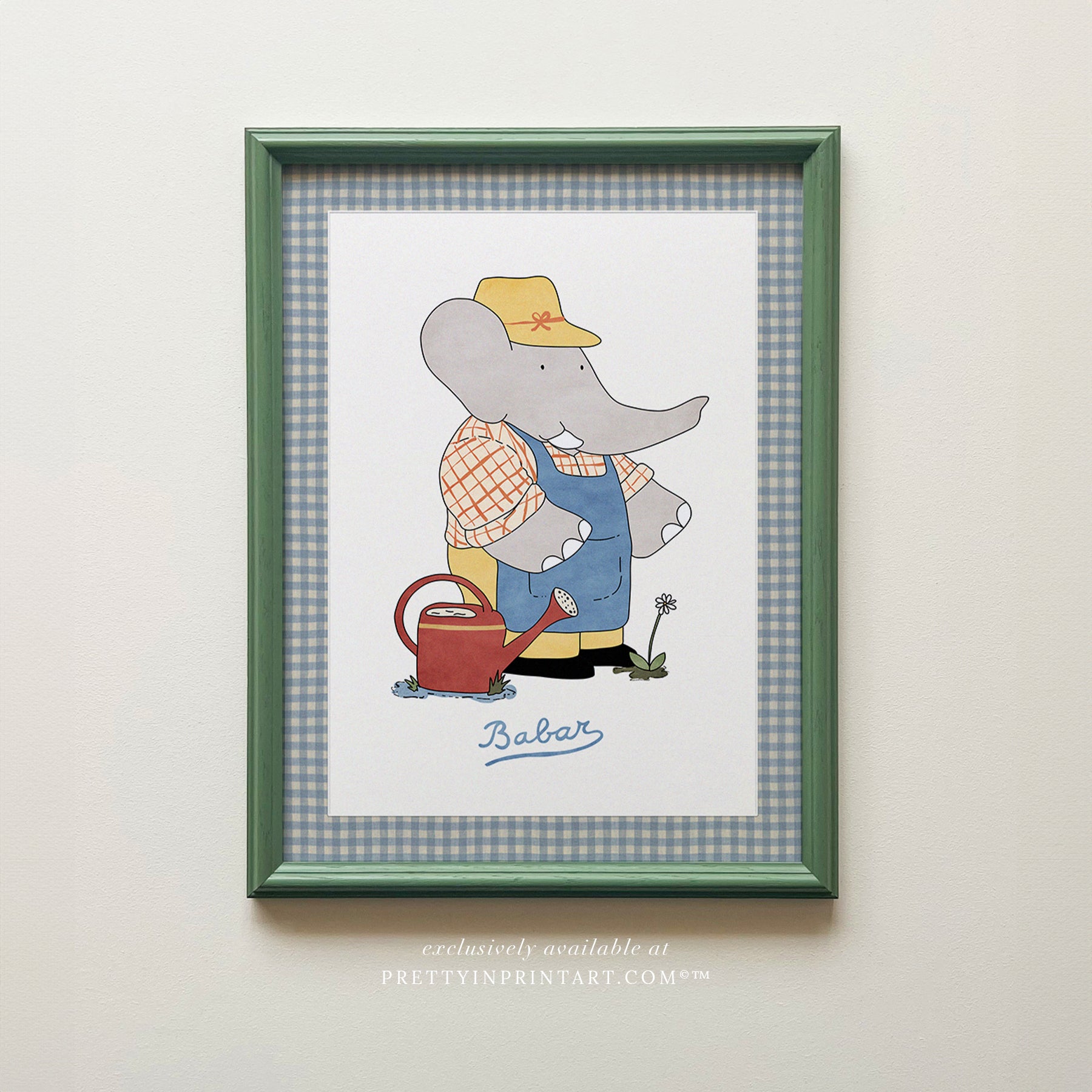 Babar Nursery Art - Babar the Elephant nursery wall art print, Vintage Babar nursery decor for baby’s room, Classic Babar prints for children’s bedrooms