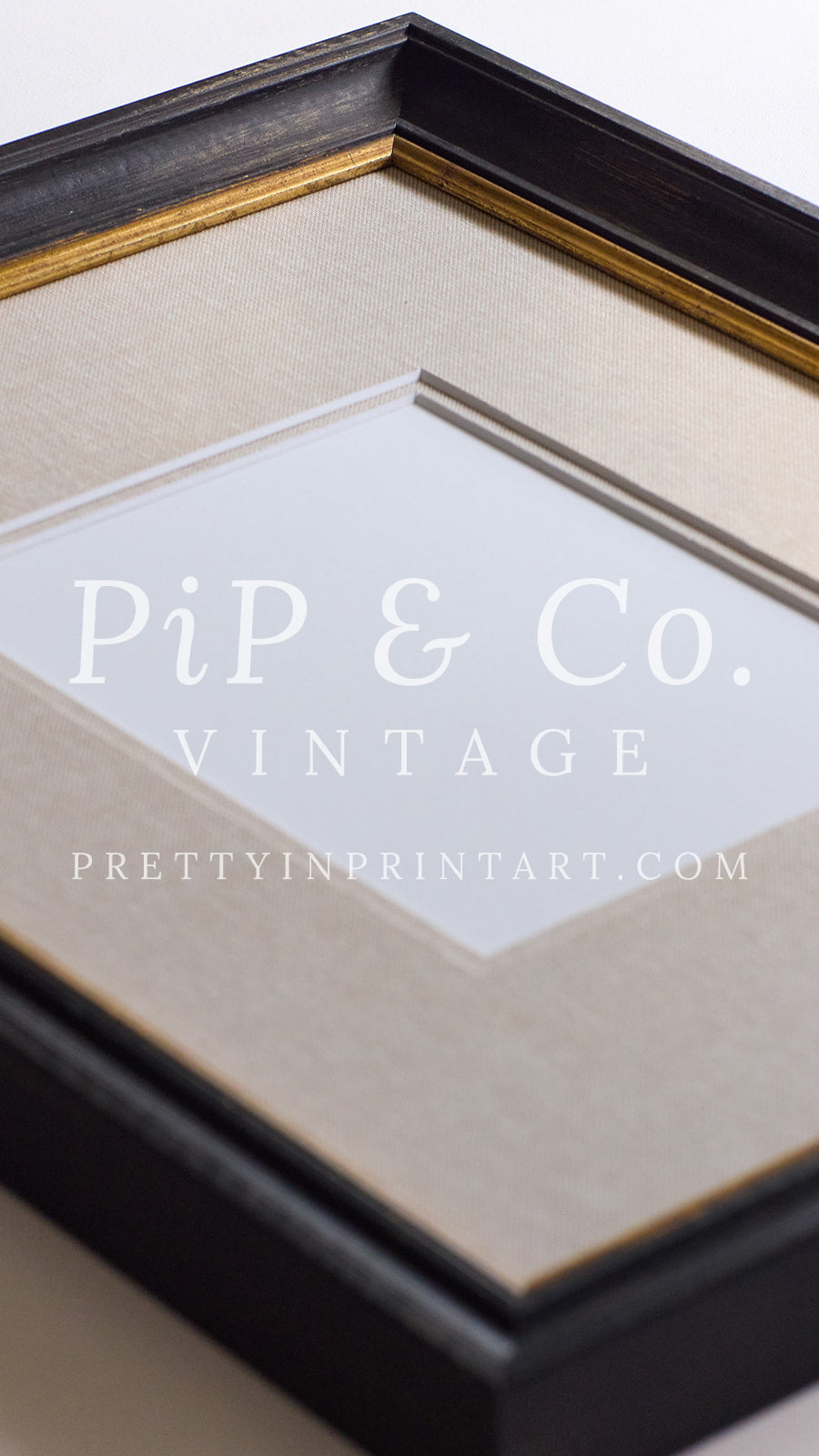 View details for Vintage Style Black & Gold Frame | 471 + Double Linen Mount Vintage Style Black & Gold Frame