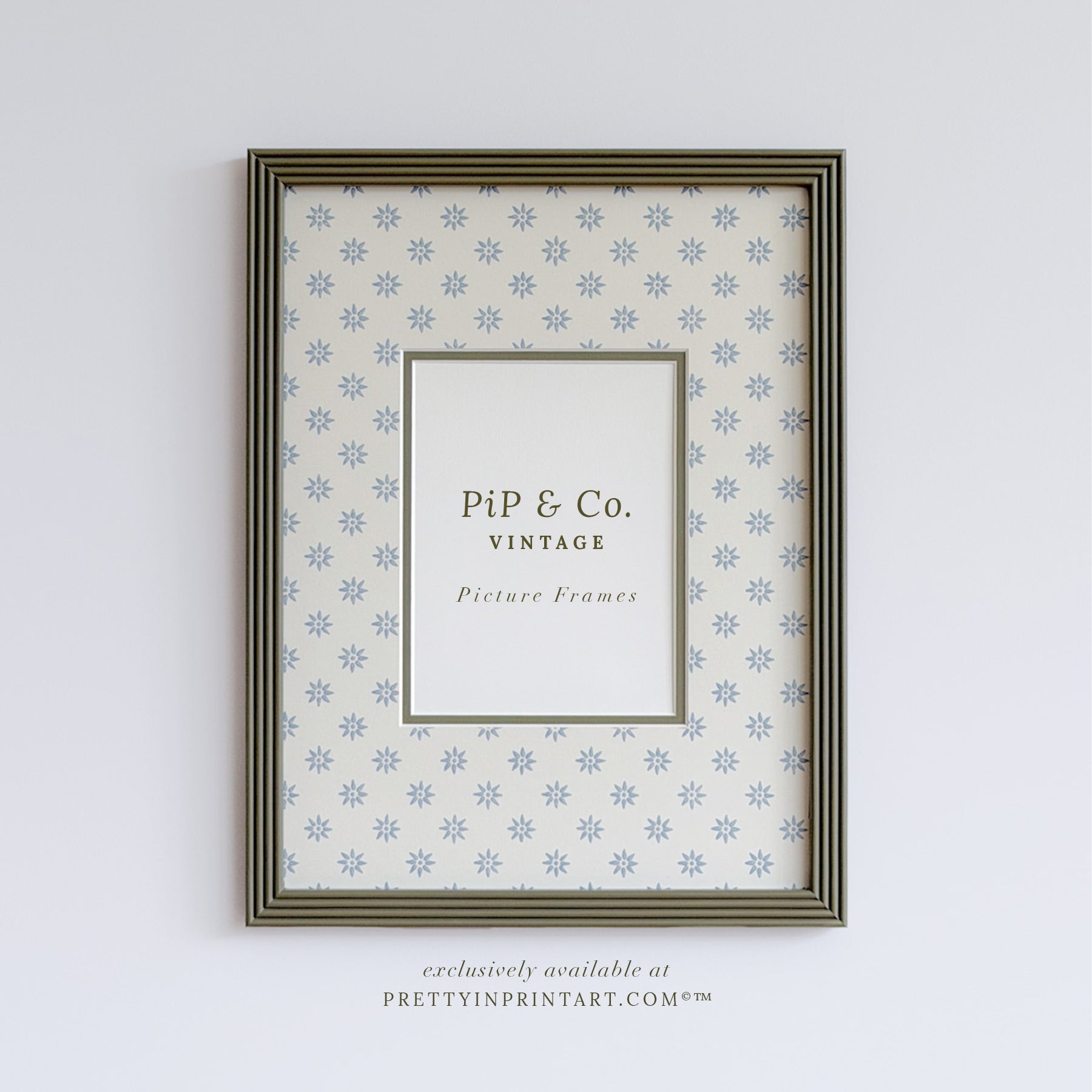 Dark Green Hand Painted Frame | Wallpapered Mount (SW9+M18)