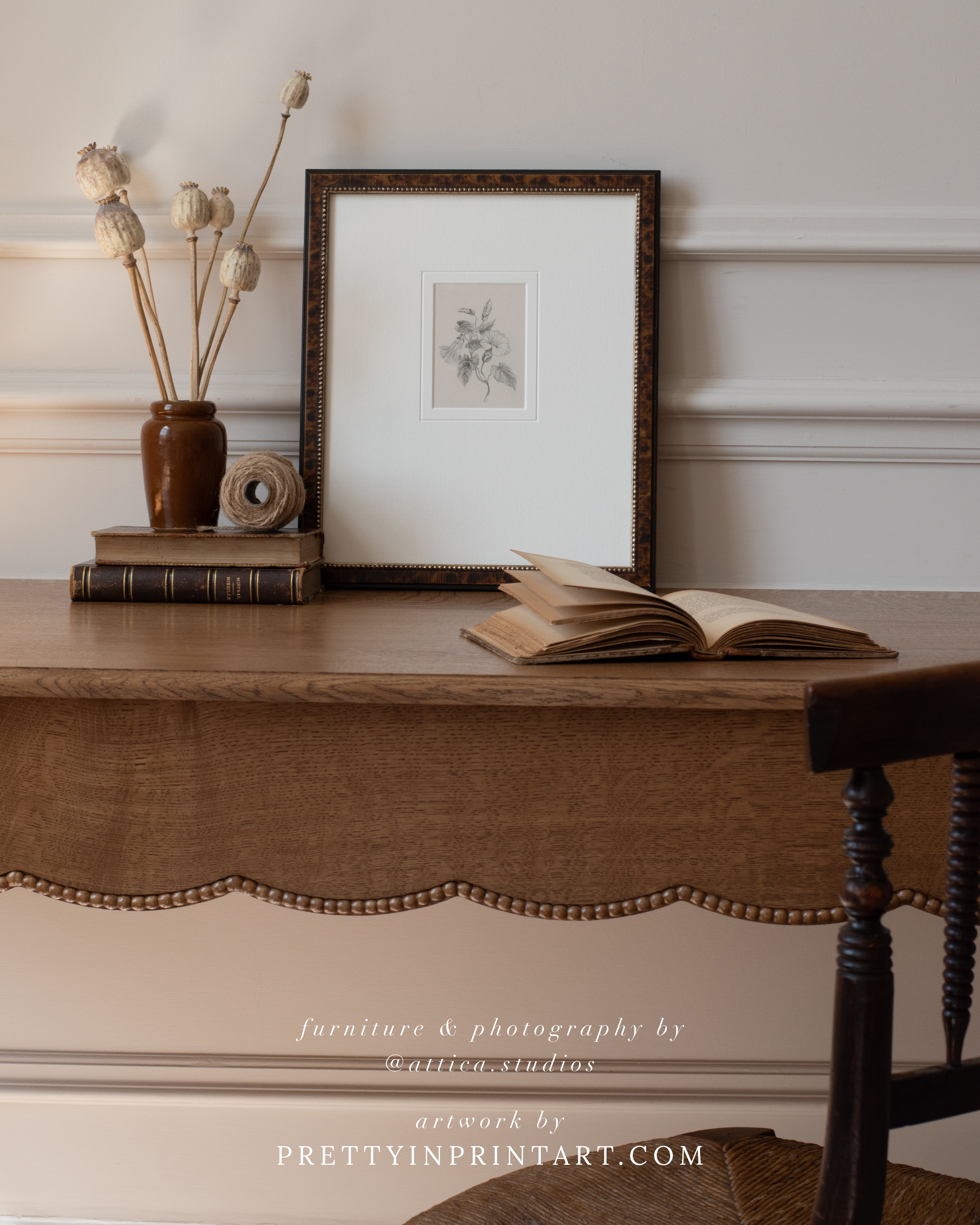 Vintage Flower Art 001 |  Frame & Mount