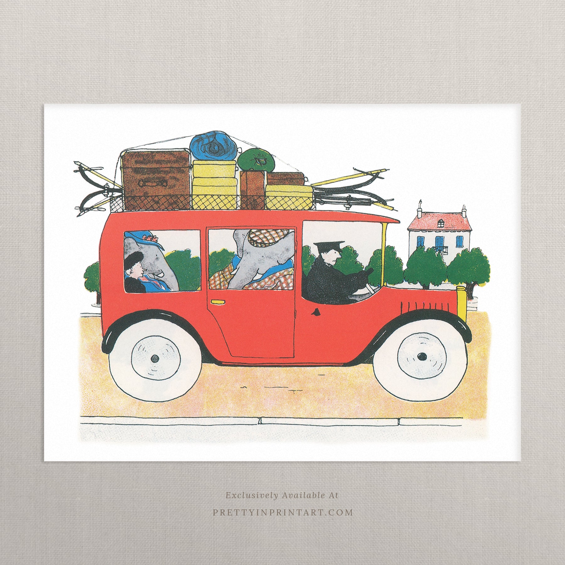 Babar Nursery Art - Babar the Elephant nursery wall art print, Vintage Babar nursery decor for baby’s room, Classic Babar prints for children’s bedrooms