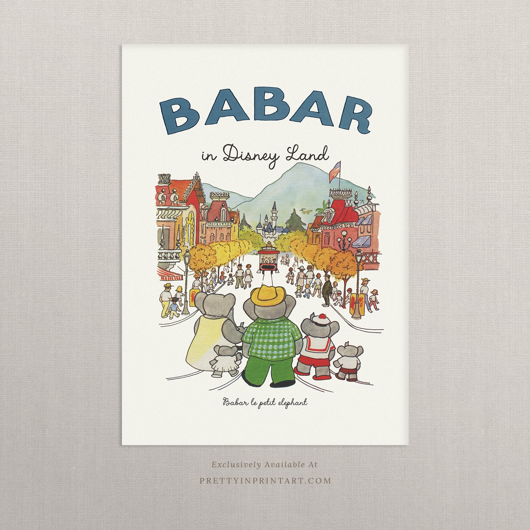 babar-at-disneyland-unframed-elephant-nursery-art-print