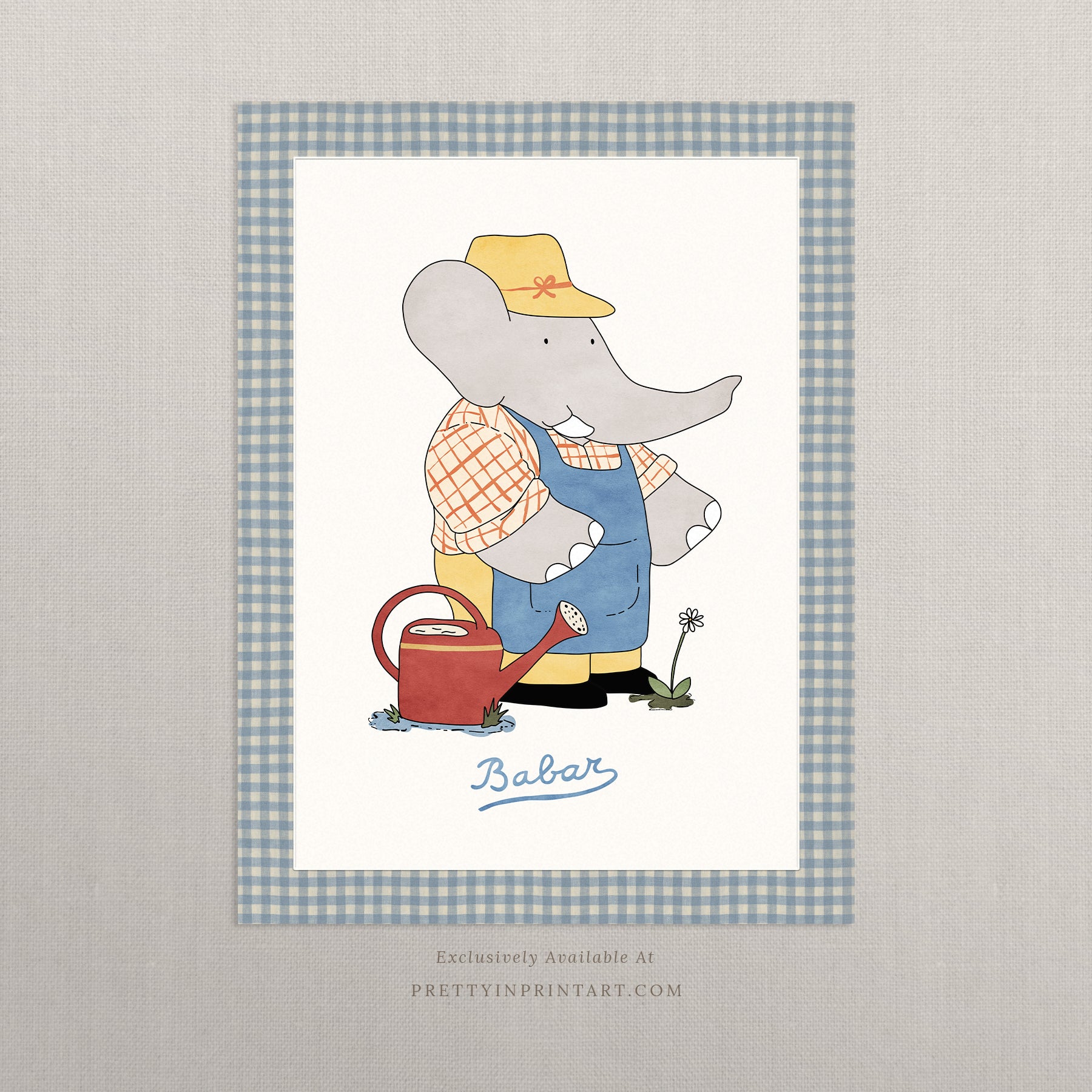 Babar Nursery Art - Babar the Elephant nursery wall art print, Vintage Babar nursery decor for baby’s room, Classic Babar prints for children’s bedrooms