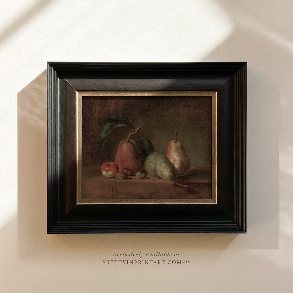 Framed Pear Still Life Art (00525 + BLK-6381)