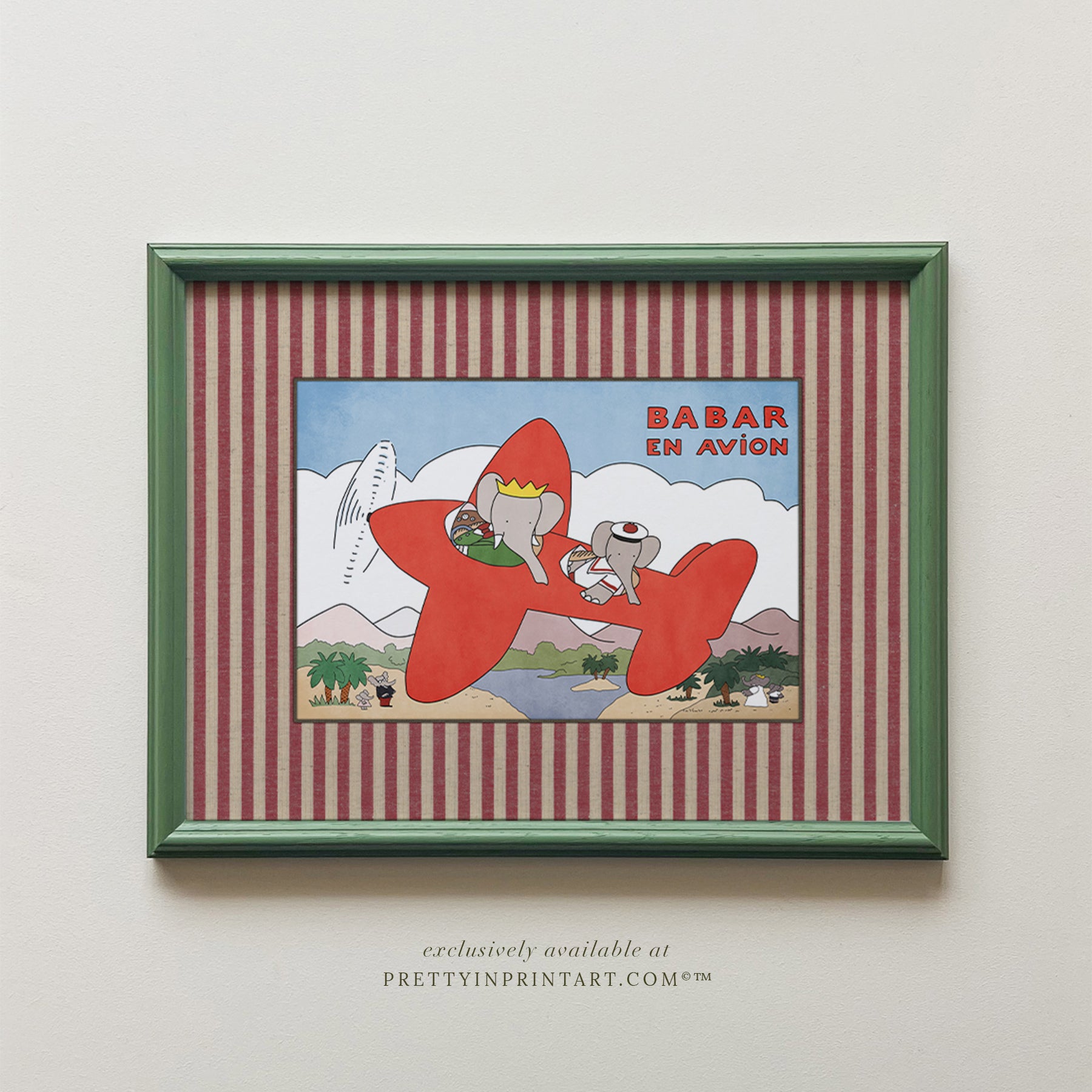 Babar Nursery Art - Babar the Elephant nursery wall art print, Vintage Babar nursery decor for baby’s room, Classic Babar prints for children’s bedrooms