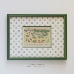 Babar Nursery Art Print in Green Hand Painted Frame | Wallpapered Mount (004)
