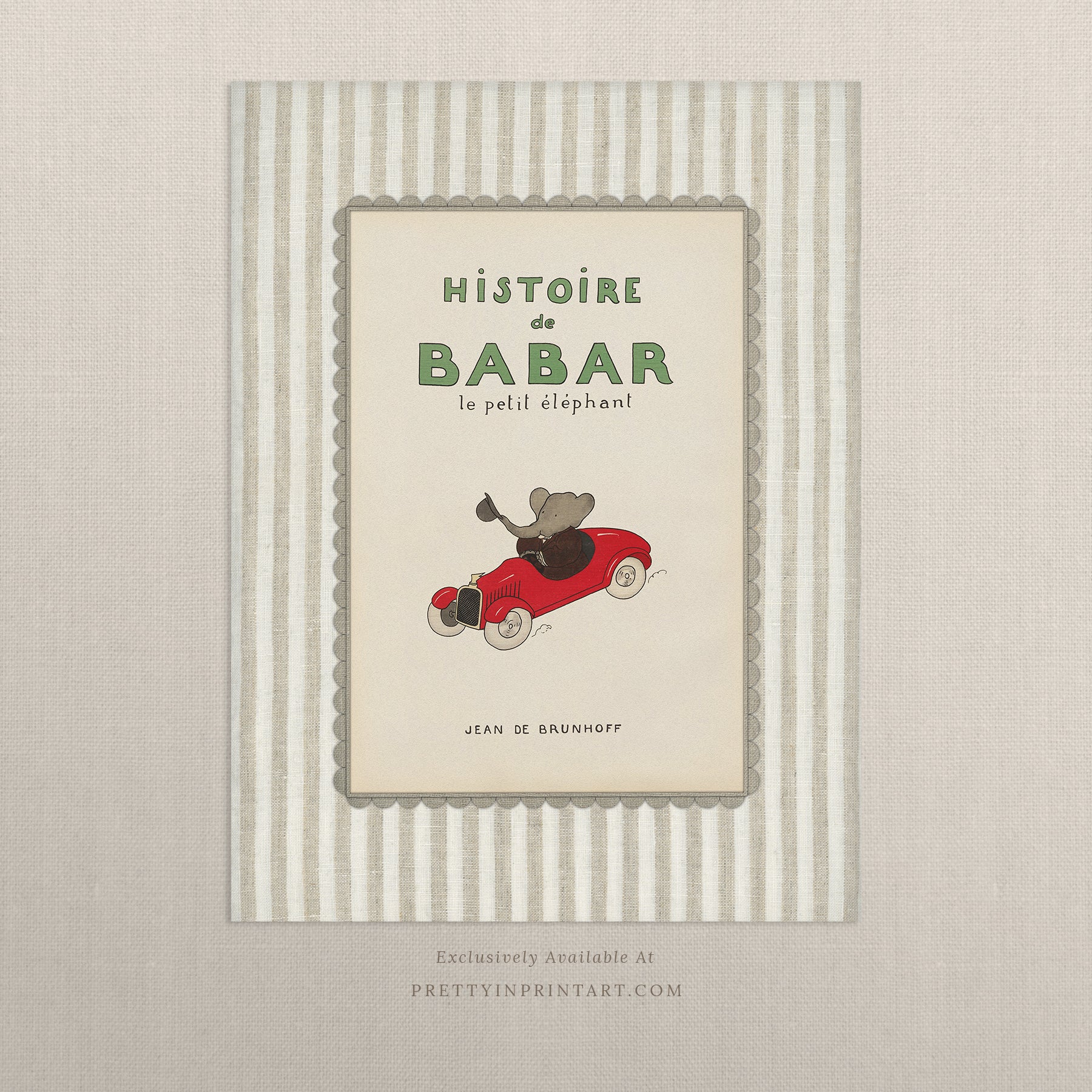Babar nursery wall art – vintage elephant print for baby room