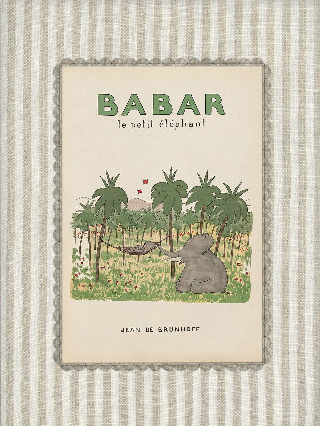 Babar Nursery Art Print - Beige Stripe 009 |  Unframed