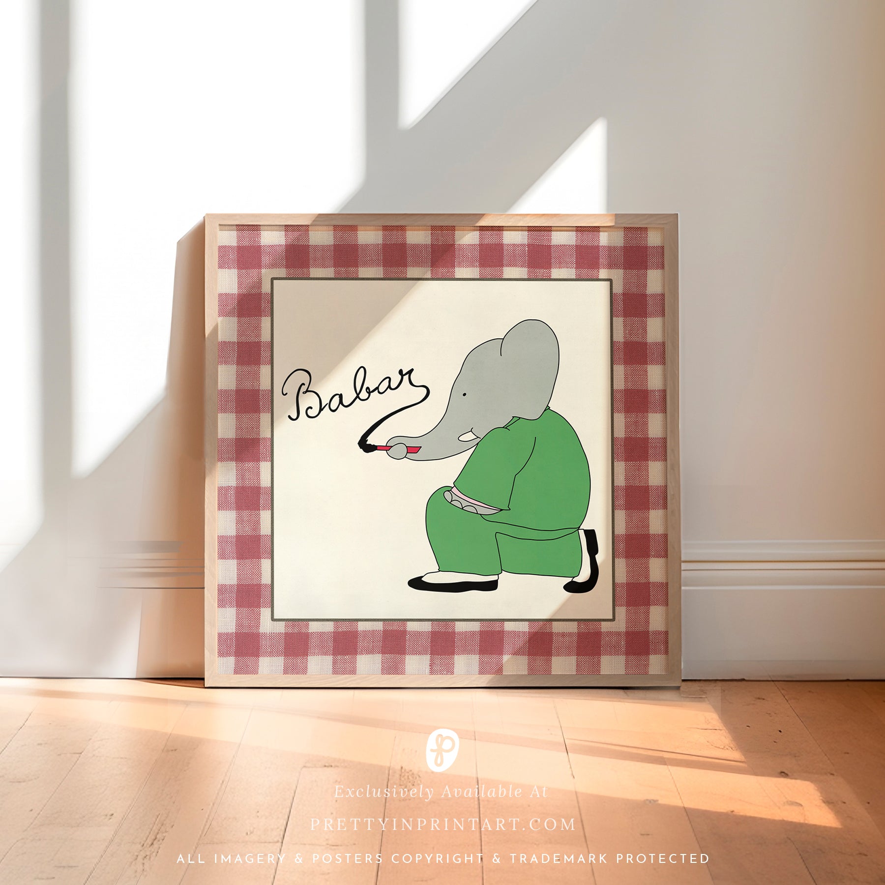 Babar Nursery Art - Babar the Elephant nursery wall art print, Vintage Babar nursery decor for baby’s room, Classic Babar prints for children’s bedrooms
