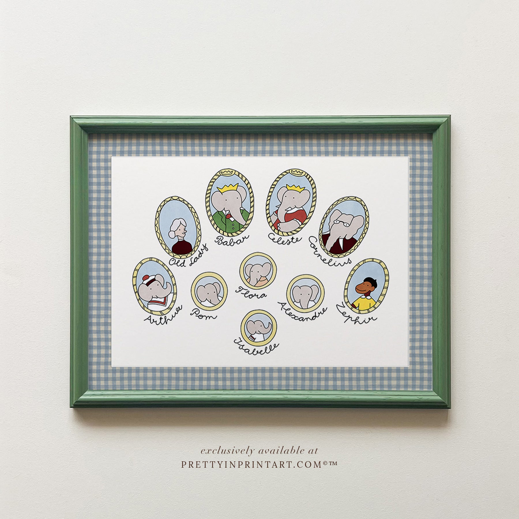 Babar Nursery Art - Babar the Elephant nursery wall art print, Vintage Babar nursery decor for baby’s room, Classic Babar prints for children’s bedrooms