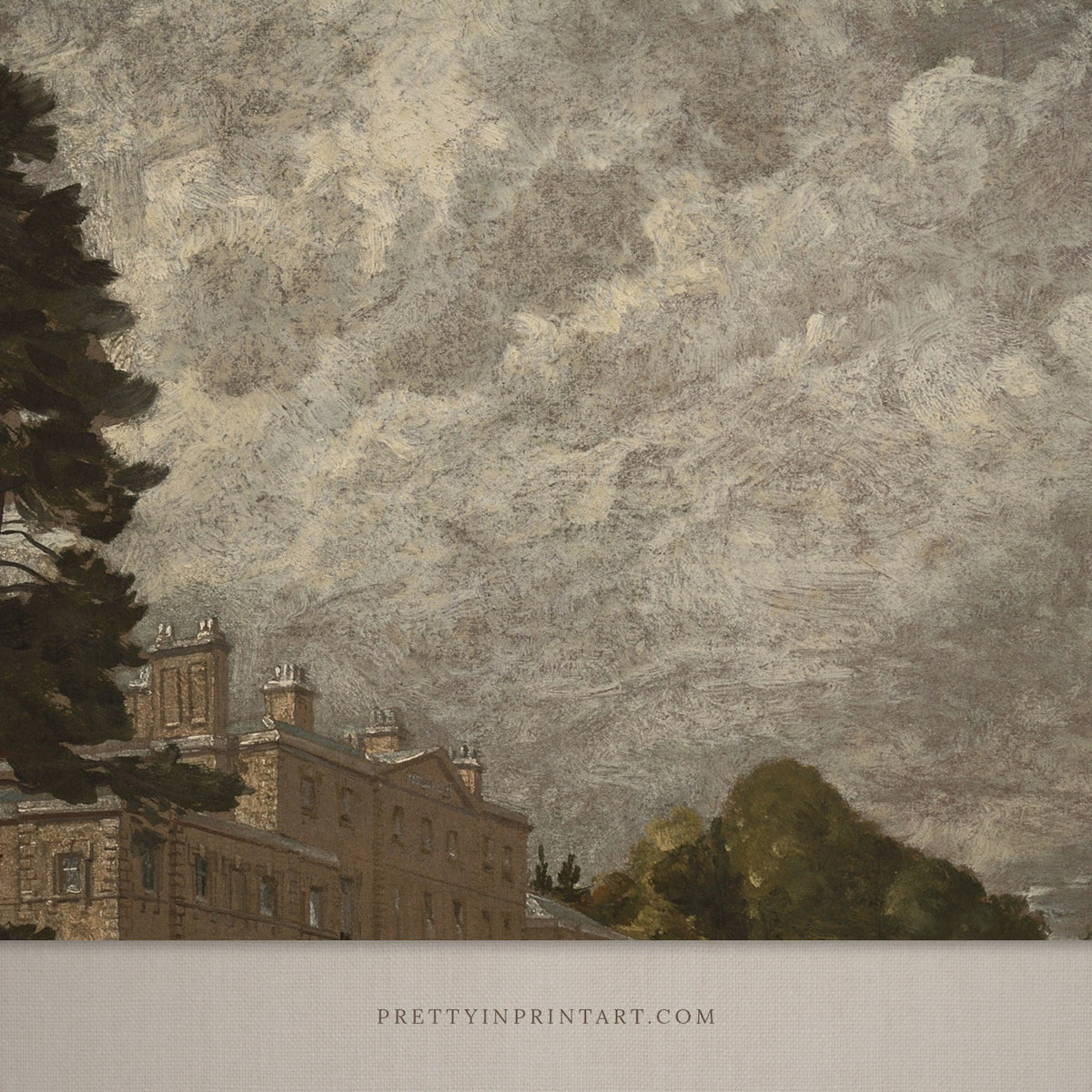 vintage country house landscape art print