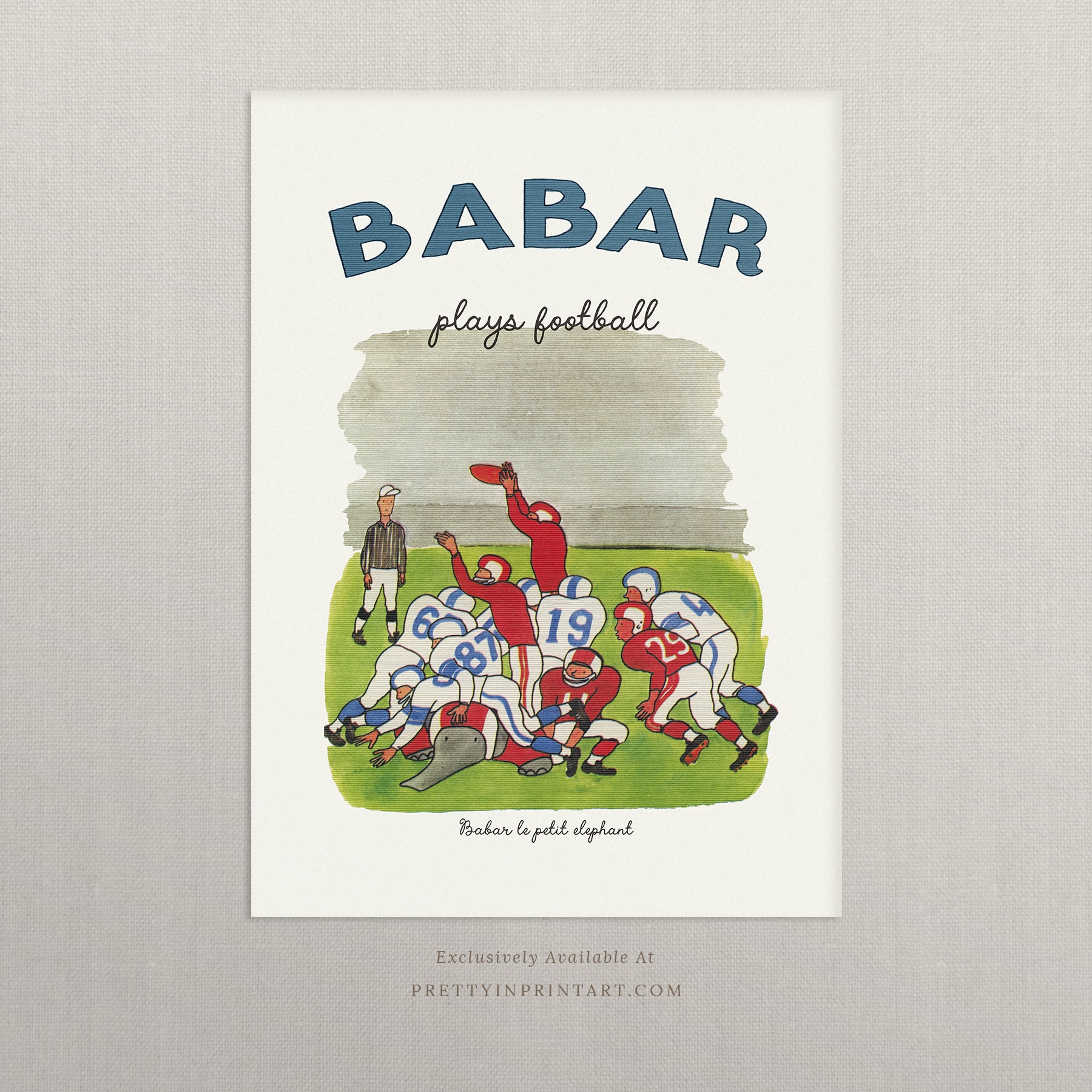 Babar Nursery Art Print - Football 1 |  Unframed