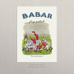 Babar Nursery Art Print - Football 1 |  Unframed
