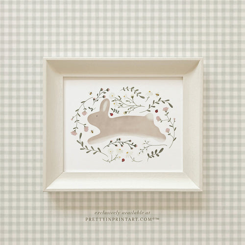 Floral Bunny Rabbit |  Framed