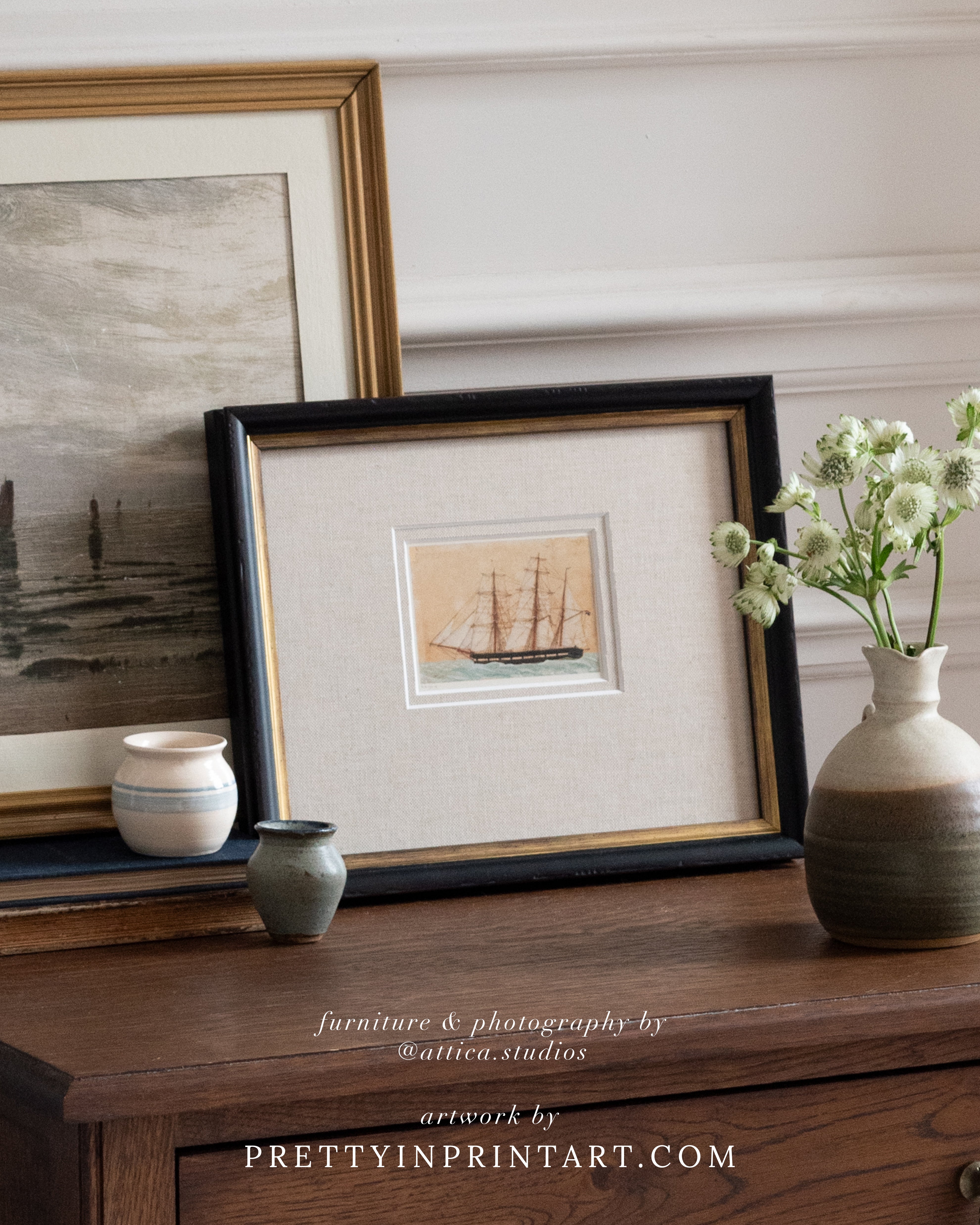 Antique Sailing Boat – Sea Art Print 001 | Framed 2001
