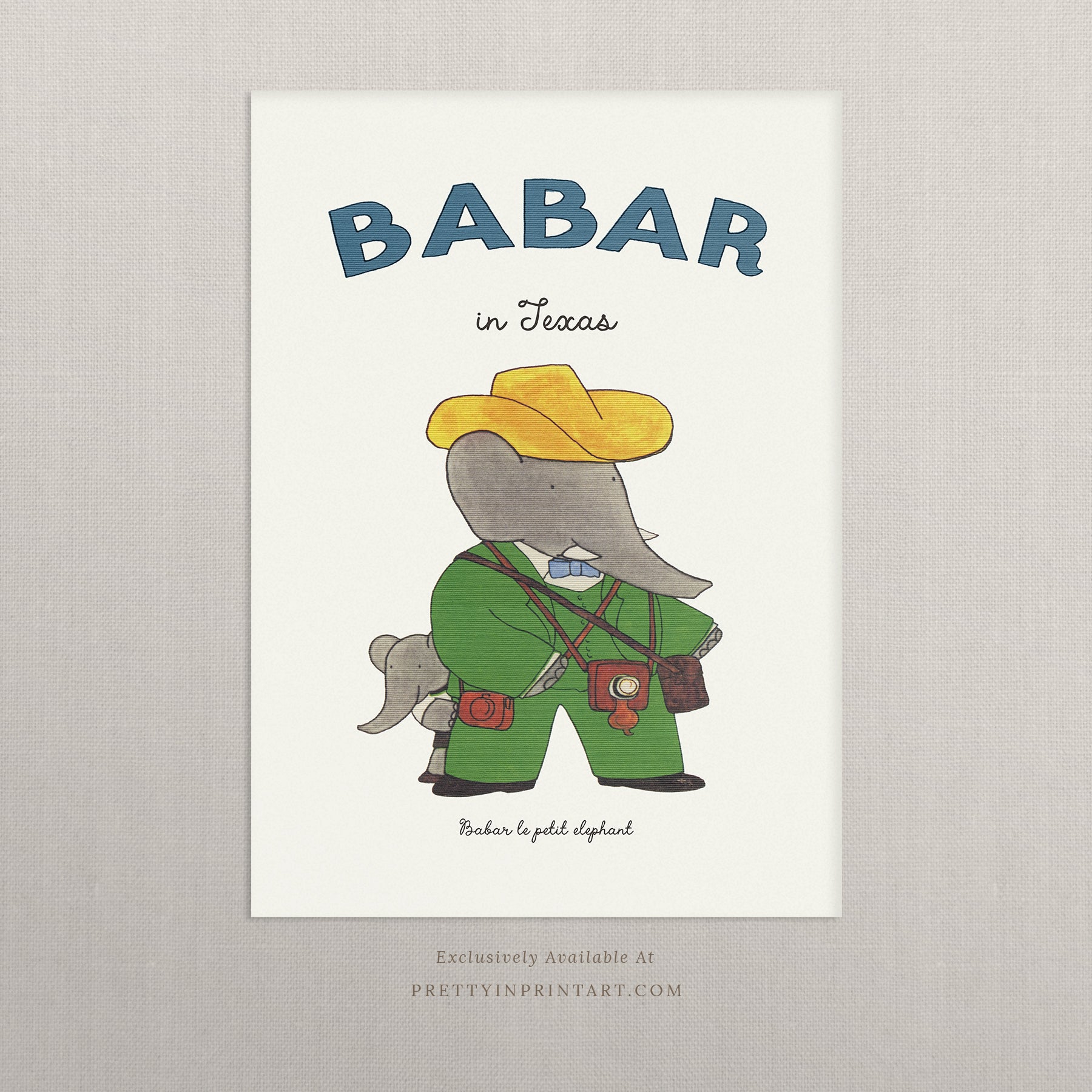 Babar Nursery Art Print - Texas 2 |  Unframed