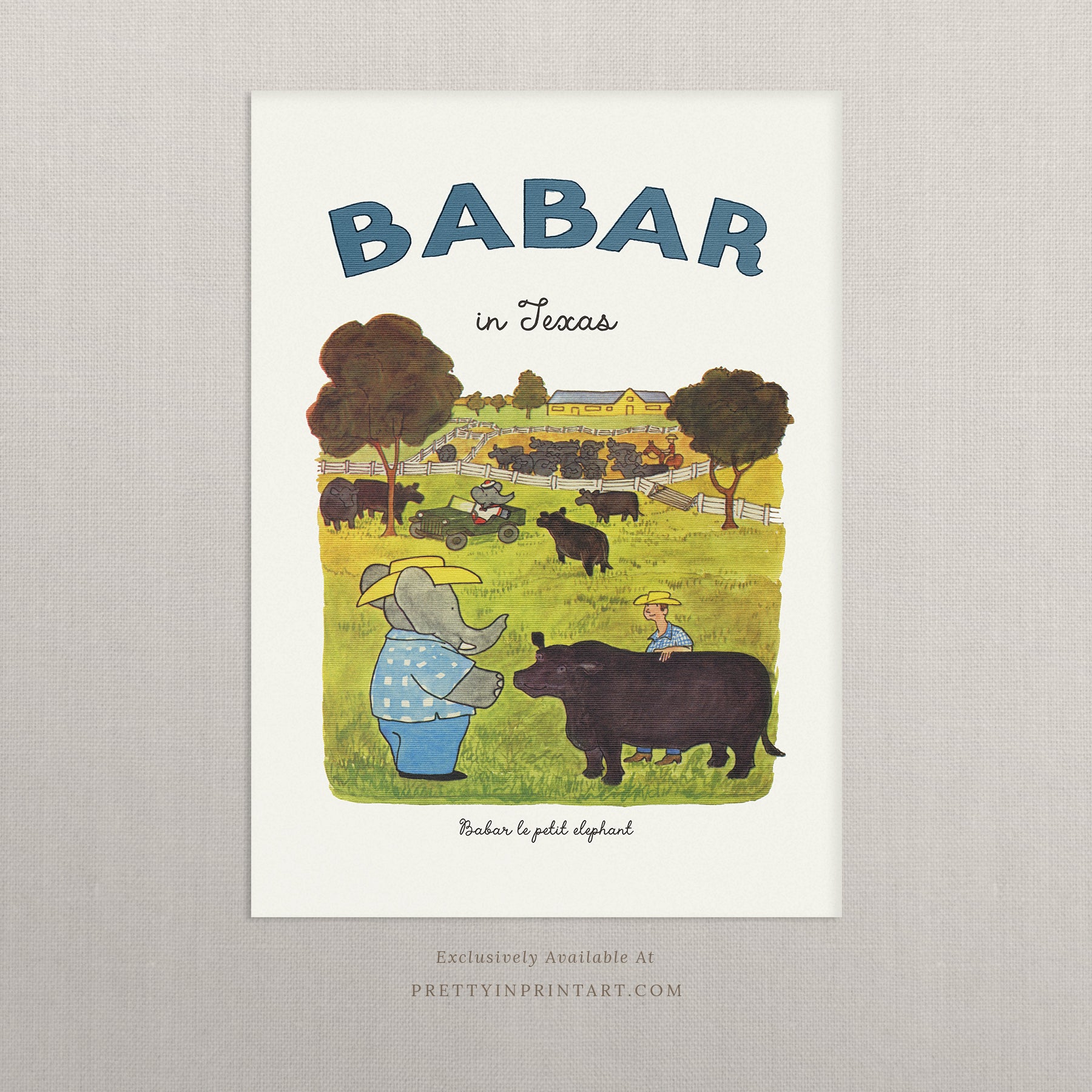 Babar Nursery Art Print - Texas 1 |  Unframed