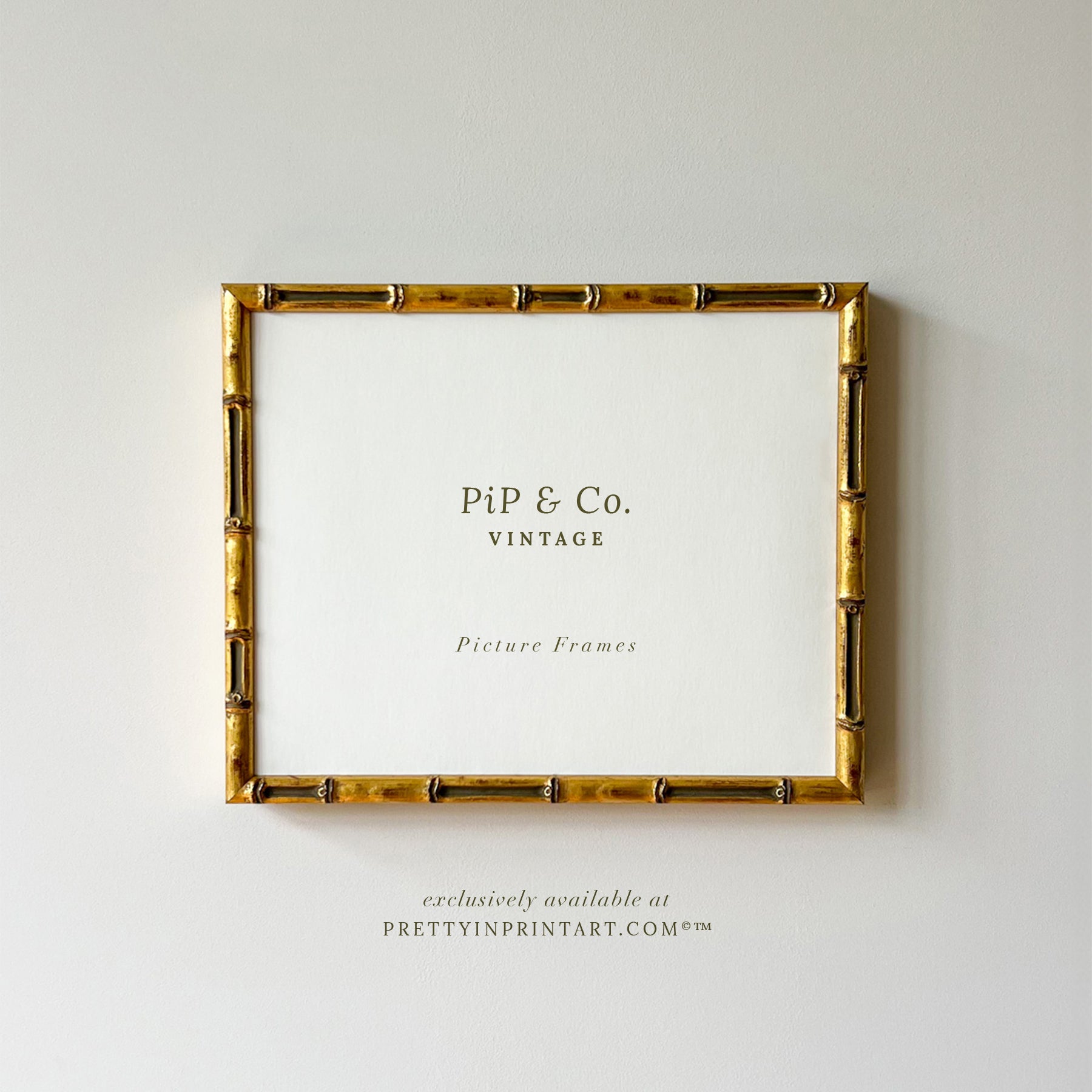 Vintage style gold bamboo picture frame