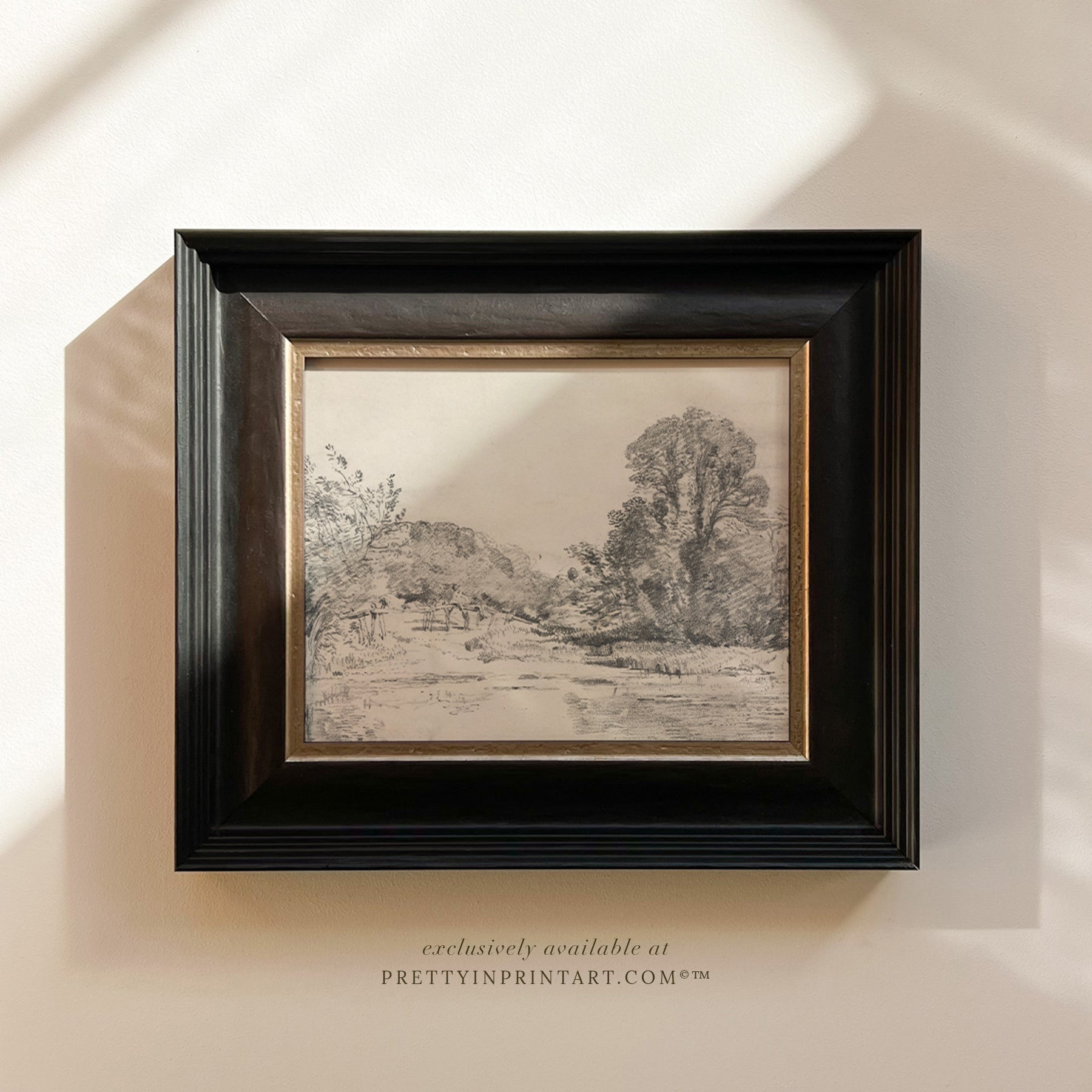 Framed Pencil Sketch Landscape (00729 + BLK-6381)