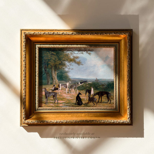 Framed Greyhounds Art (0475 + GLD-ORNATE-63002)
