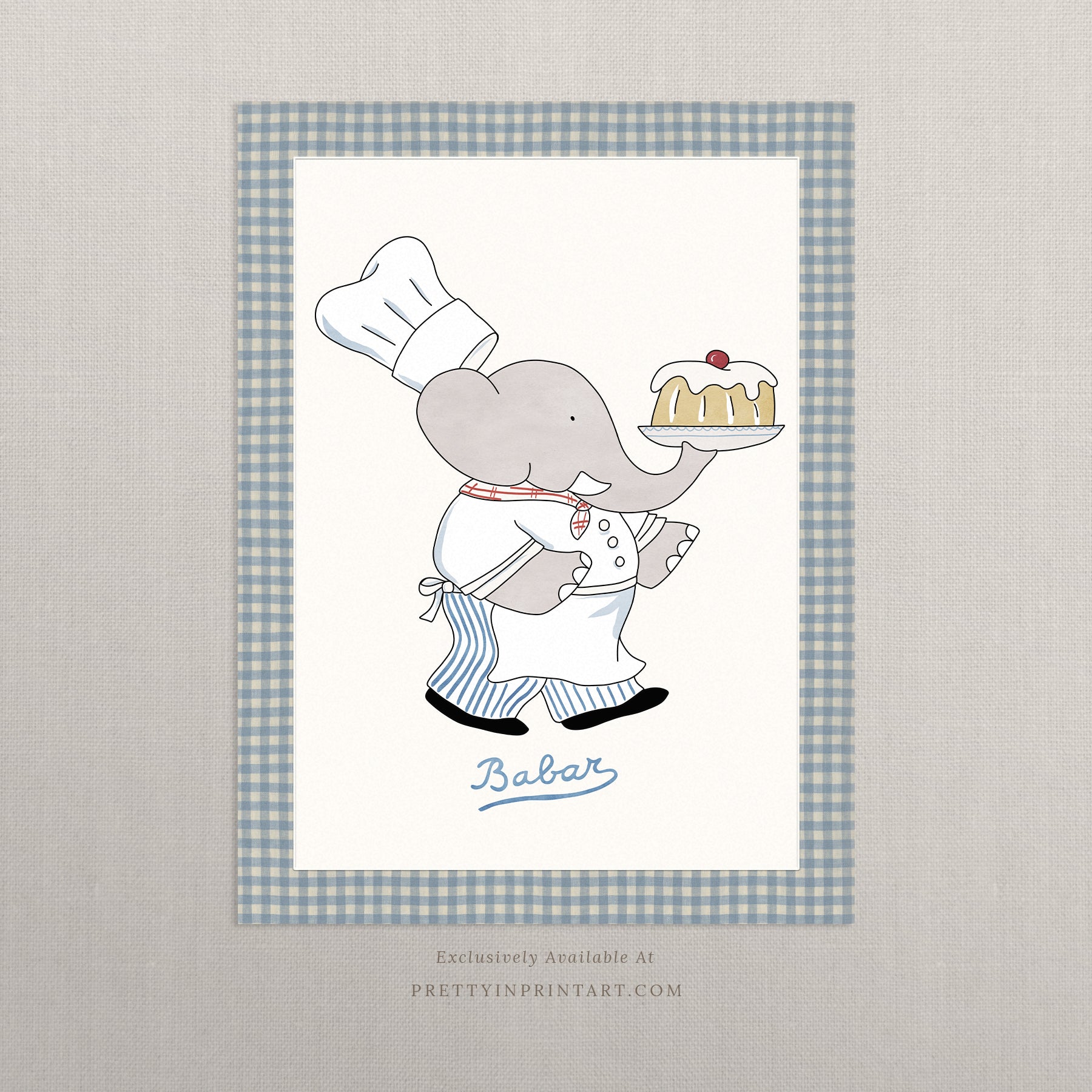 Babar Nursery Art - Babar the Elephant nursery wall art print, Vintage Babar nursery decor for baby’s room, Classic Babar prints for children’s bedrooms