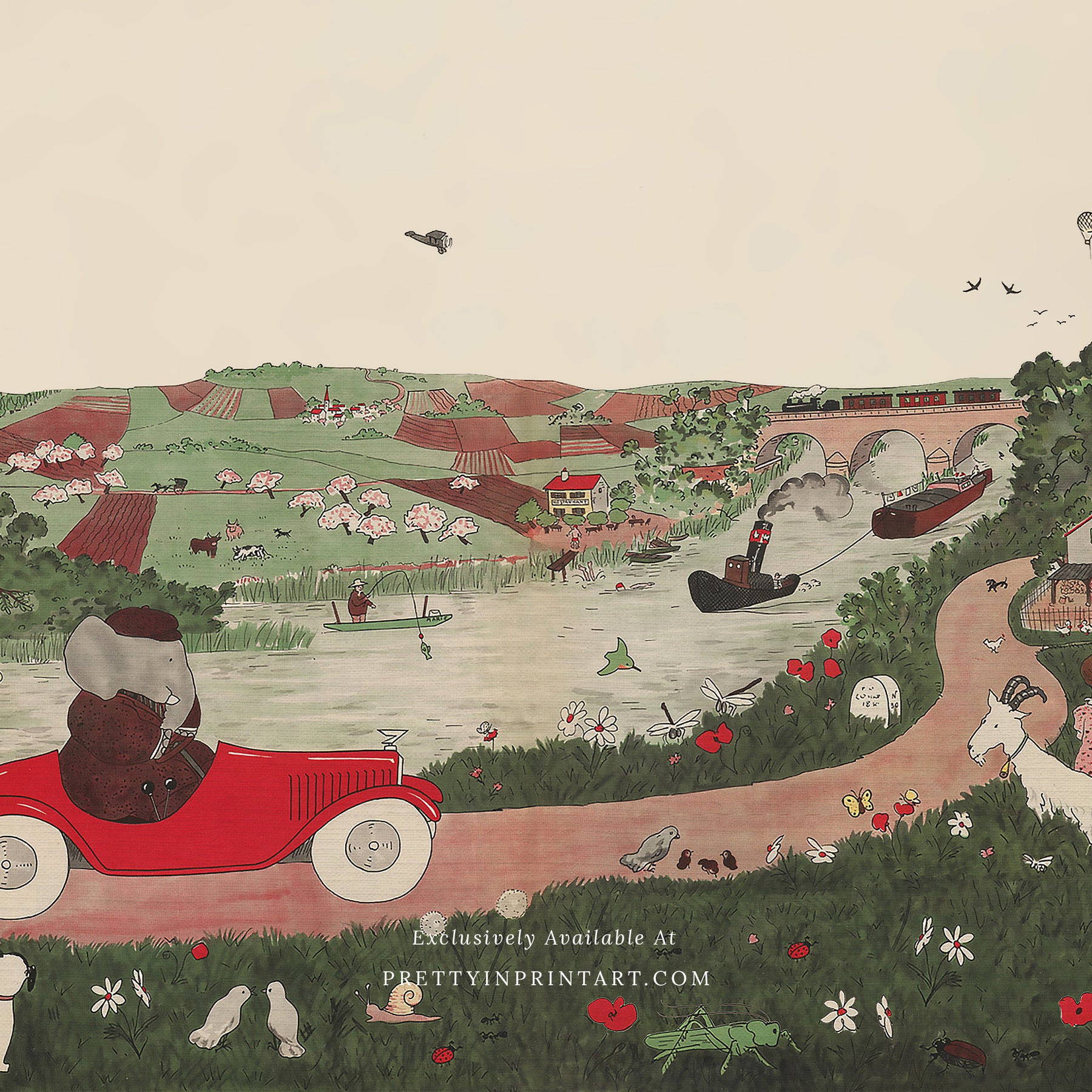 Babar Nursery Art - Babar the Elephant nursery wall art print, Vintage Babar nursery decor for baby’s room, Classic Babar prints for children’s bedrooms