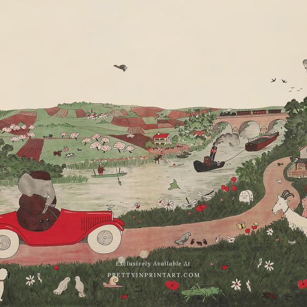 Babar Vintage Art 00106 |  Red Frame