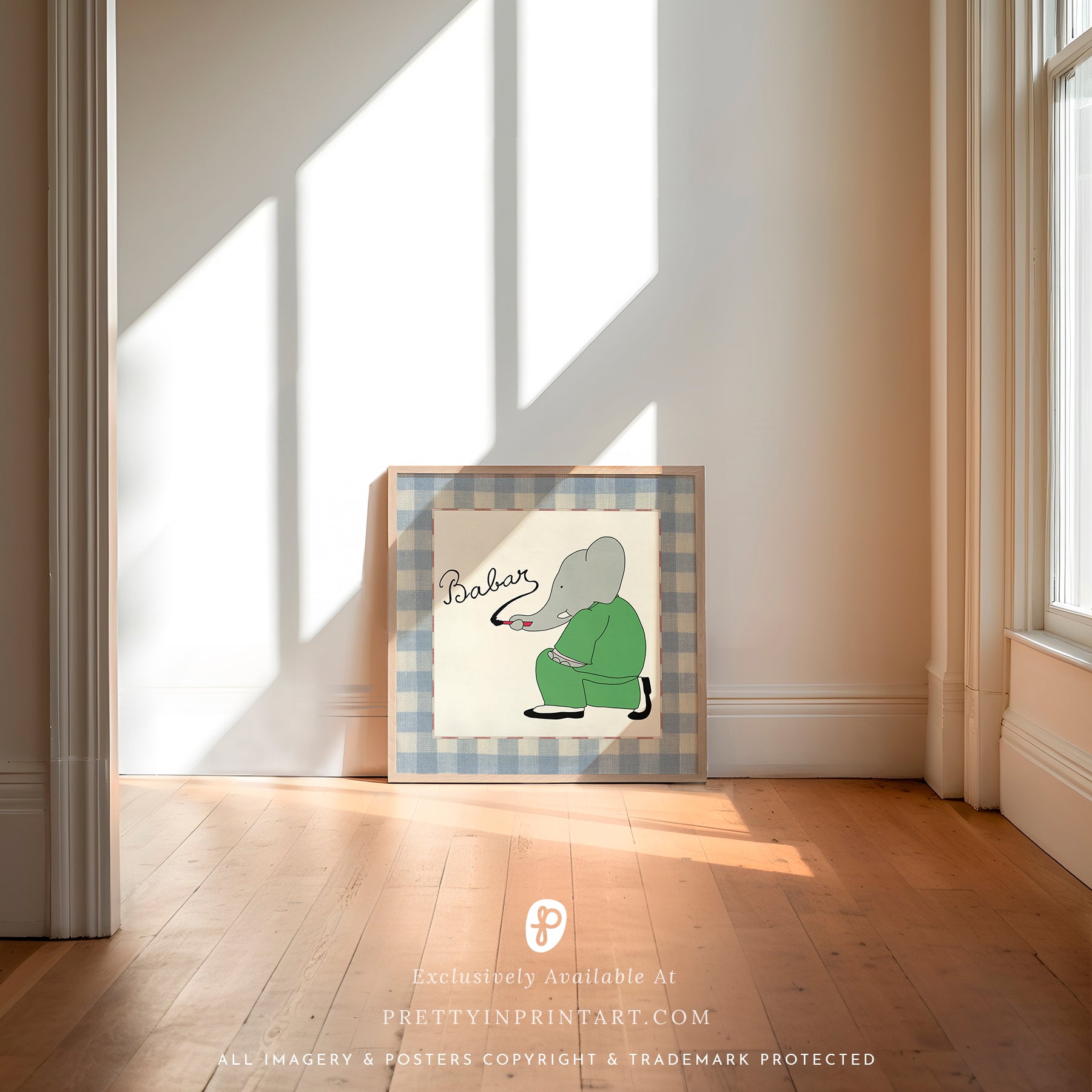 Babar Nursery Art - Babar the Elephant nursery wall art print, Vintage Babar nursery decor for baby’s room, Classic Babar prints for children’s bedrooms