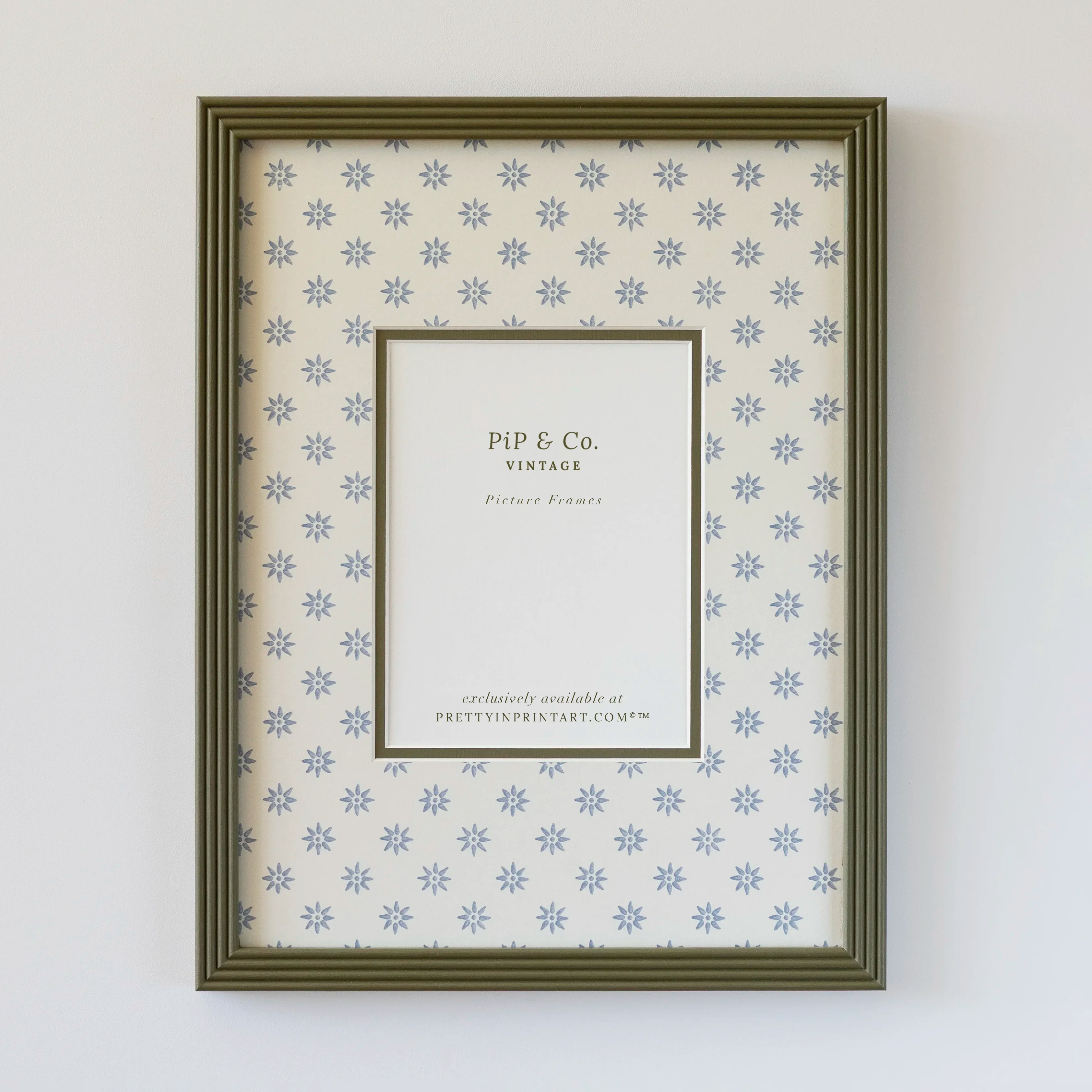 Dark Green Hand Painted Frame | Wallpapered Mount (SW9+M18)