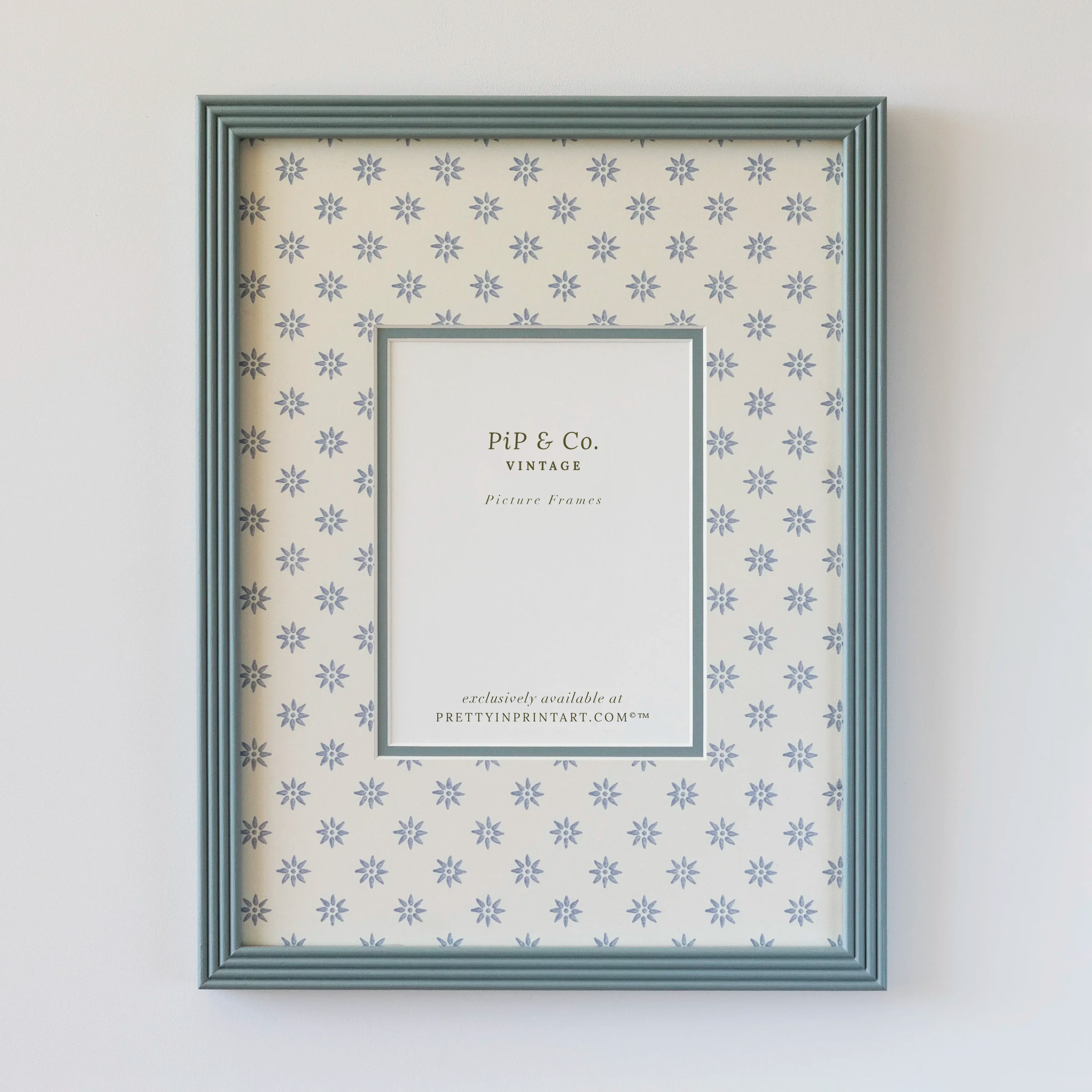 Blue Hand Painted Frame | Wallpapered Mount (SW9+M18)