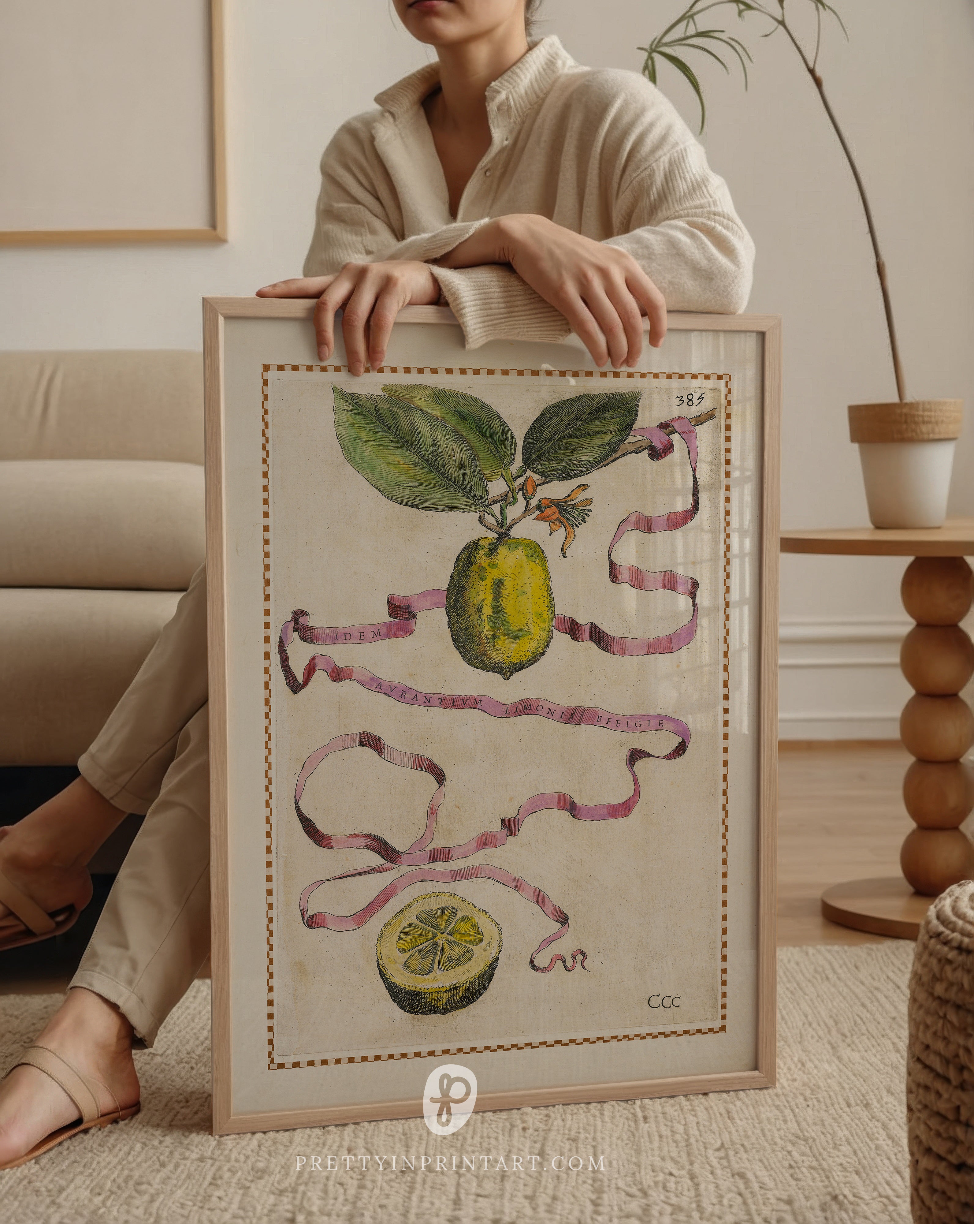 Unframed Italian citrus fruit wall art print featuring vintage-style orange, lemon, and lime illustrations.
