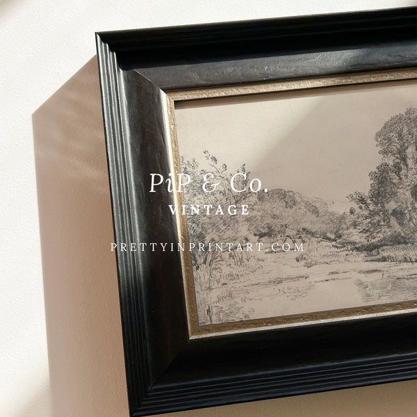 Framed Pencil Sketch Landscape (00729 + BLK-6381)