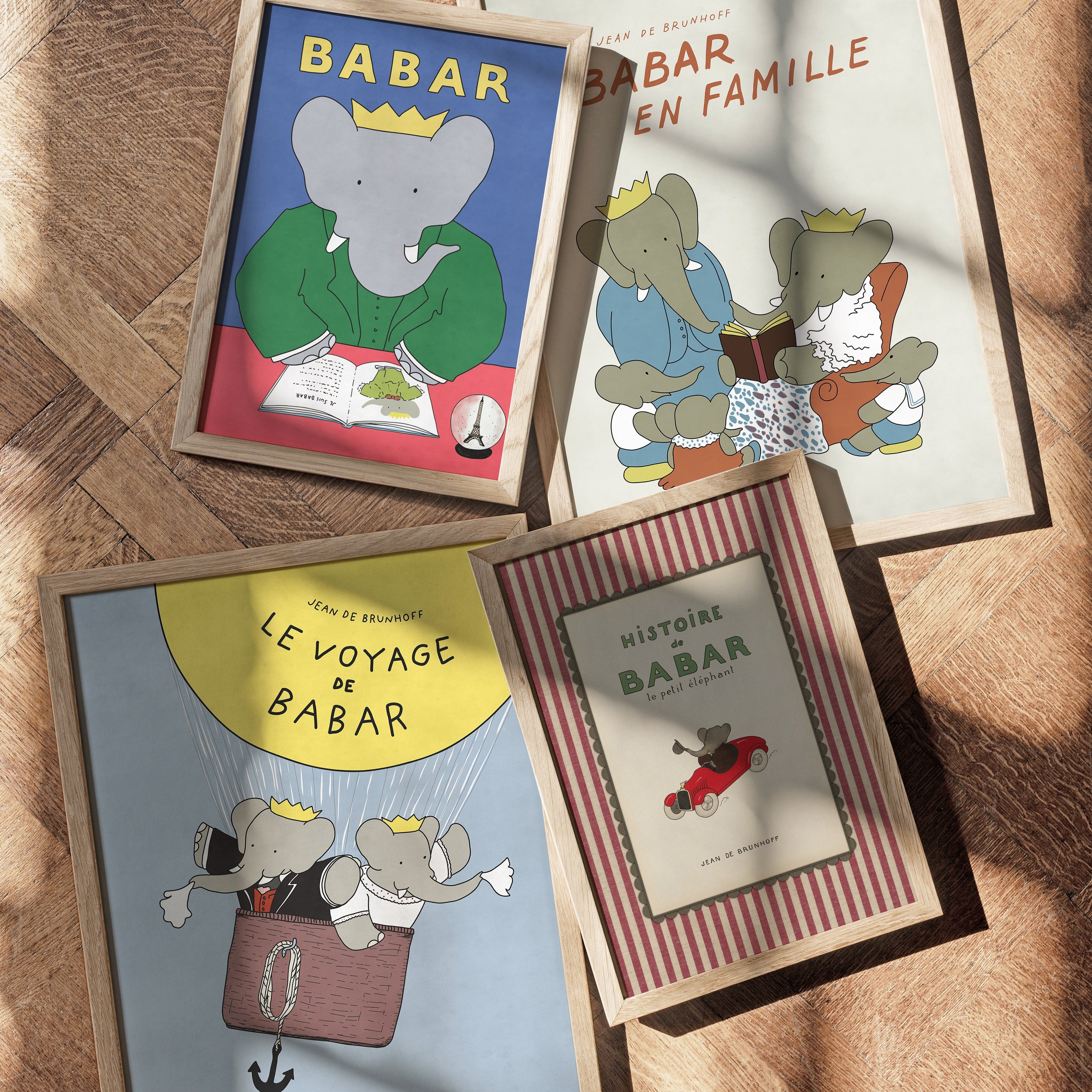 Babar Nursery Art - Babar the Elephant nursery wall art print, Vintage Babar nursery decor for baby’s room, Classic Babar prints for children’s bedrooms