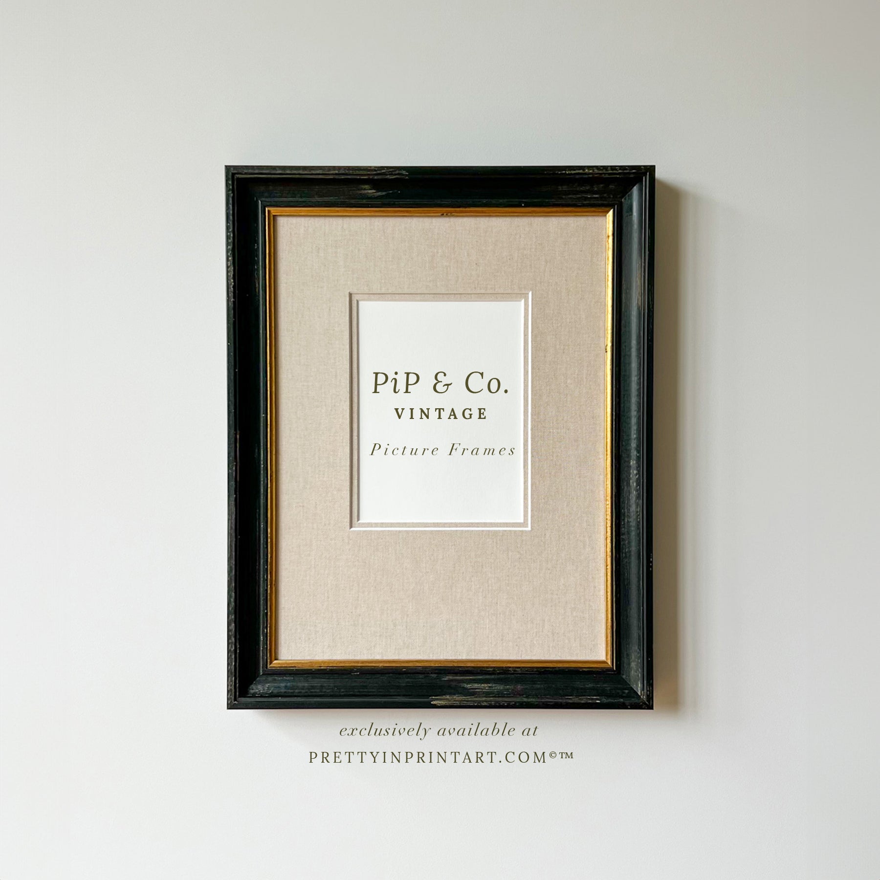 View details for Vintage Style Black & Gold Frame | 471 + Double Linen Mount Vintage Style Black & Gold Frame