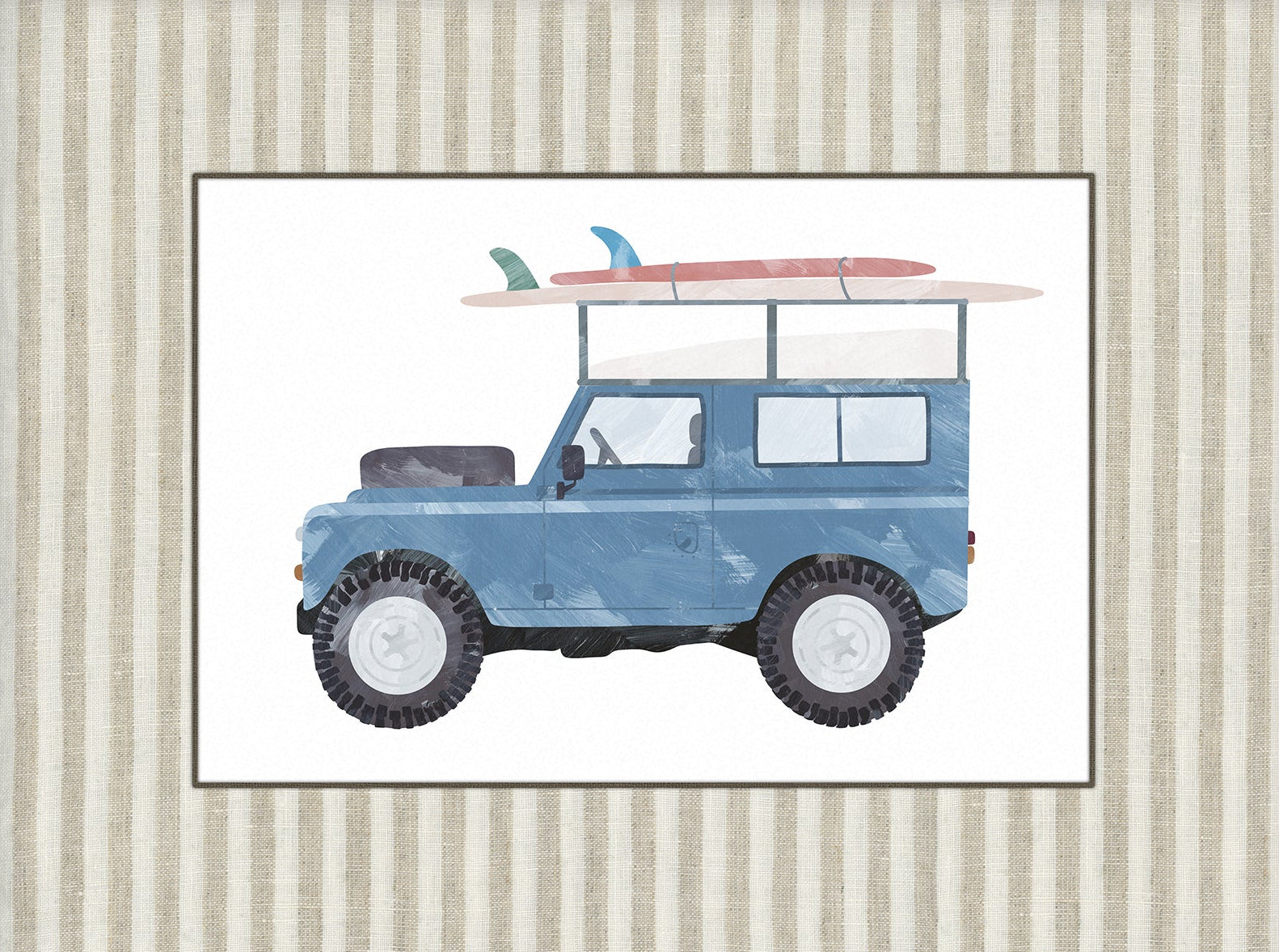 Land Rover Defender Art: Blue Surf |  Unframed