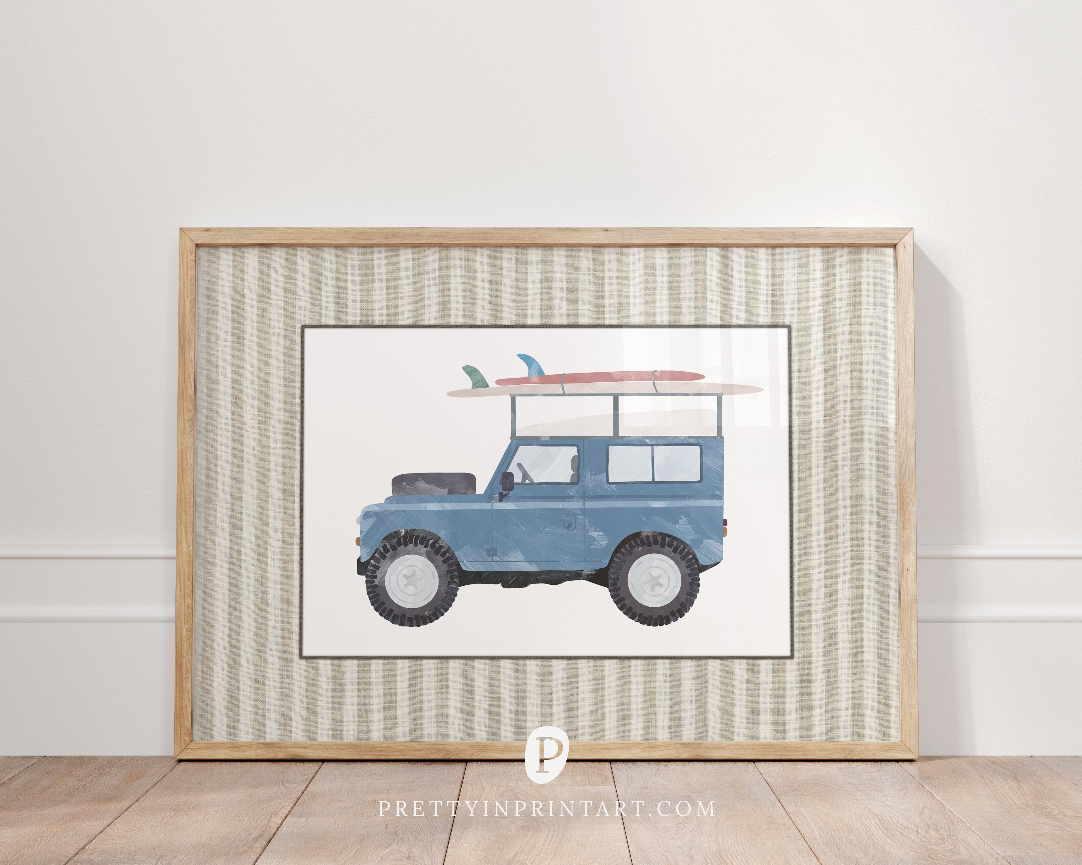 Land Rover Defender Art: Blue Surf |  Unframed