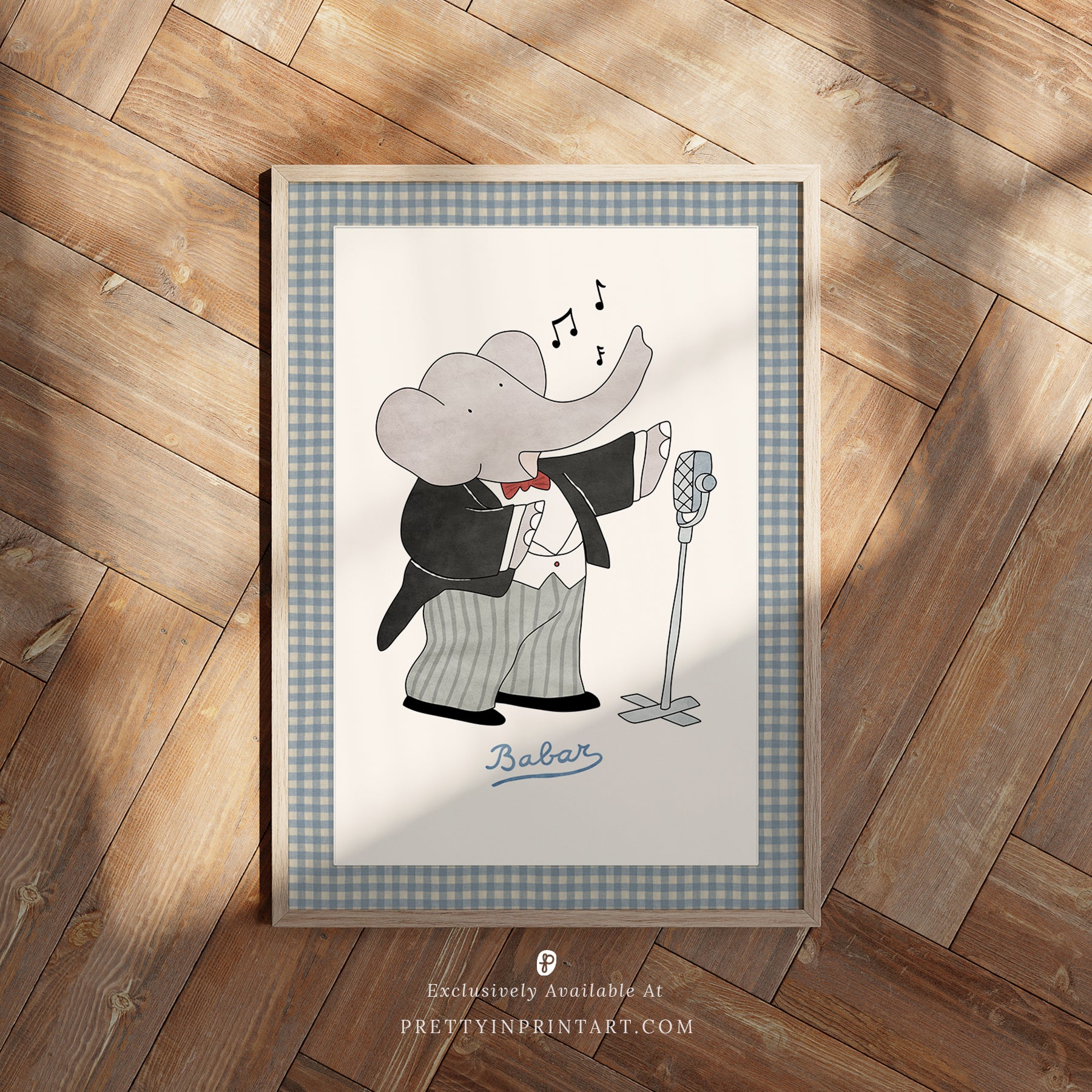 Babar Nursery Art - Babar the Elephant nursery wall art print, Vintage Babar nursery decor for baby’s room, Classic Babar prints for children’s bedrooms