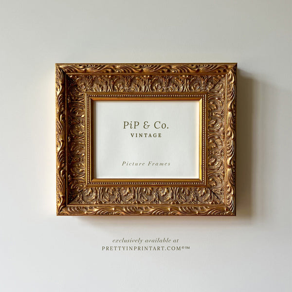 Ornate Gold Picture Frame, Vintage Antique Style – Custom Made-to-Order Frame with Free Art Print Option (001)