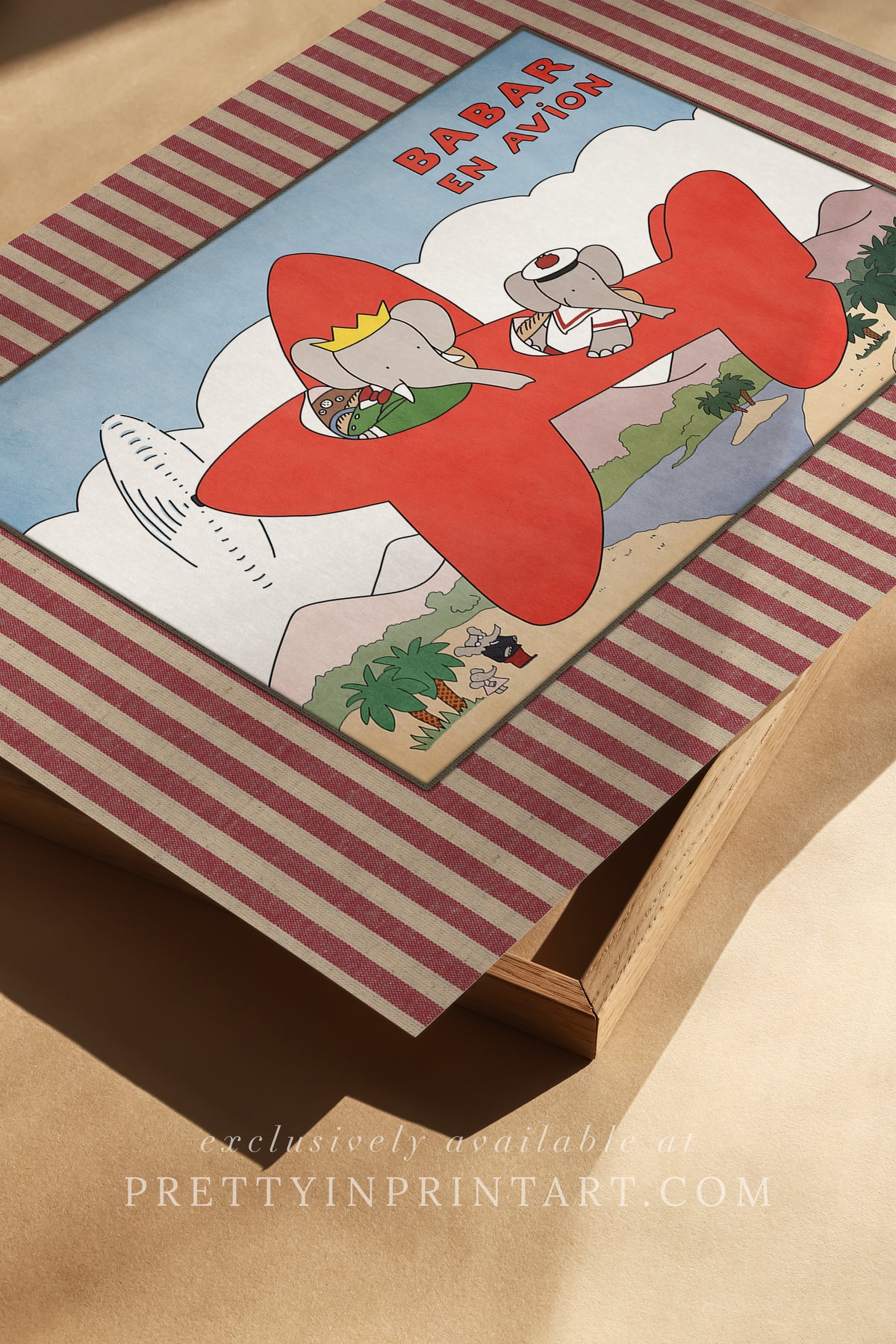 Babar Nursery Art Print | Babar Red Plane | Unframed Elephant Aviation ...