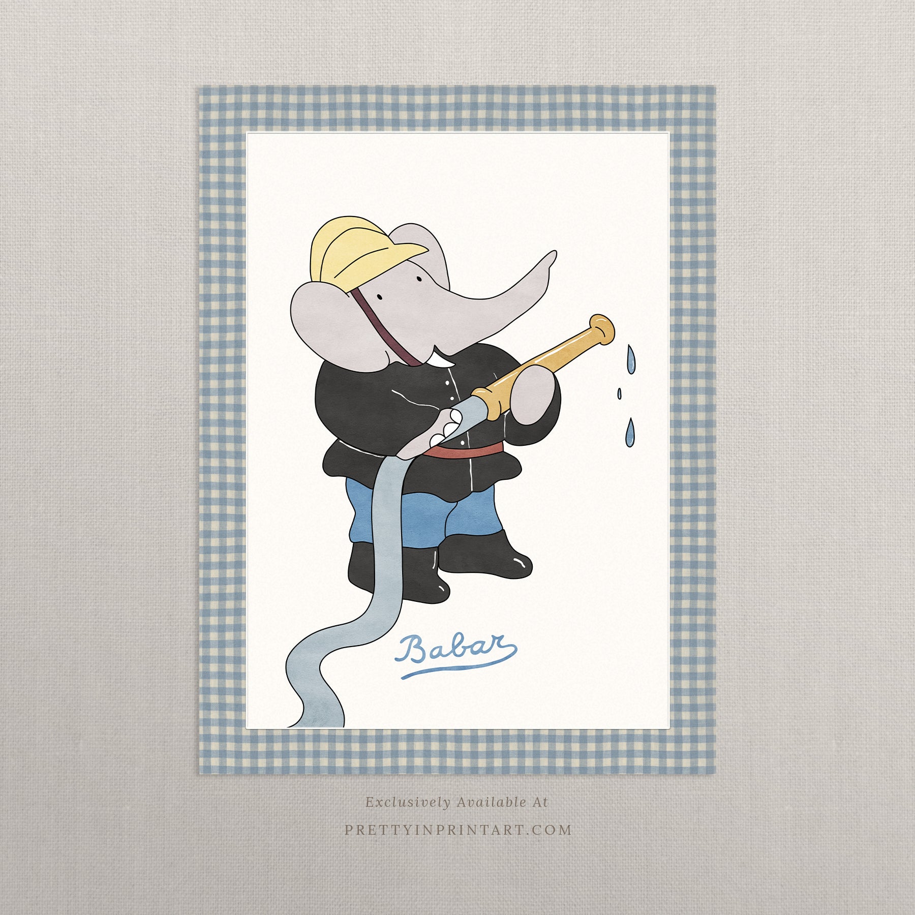 Babar Nursery Art - Babar the Elephant nursery wall art print, Vintage Babar nursery decor for baby’s room, Classic Babar prints for children’s bedrooms