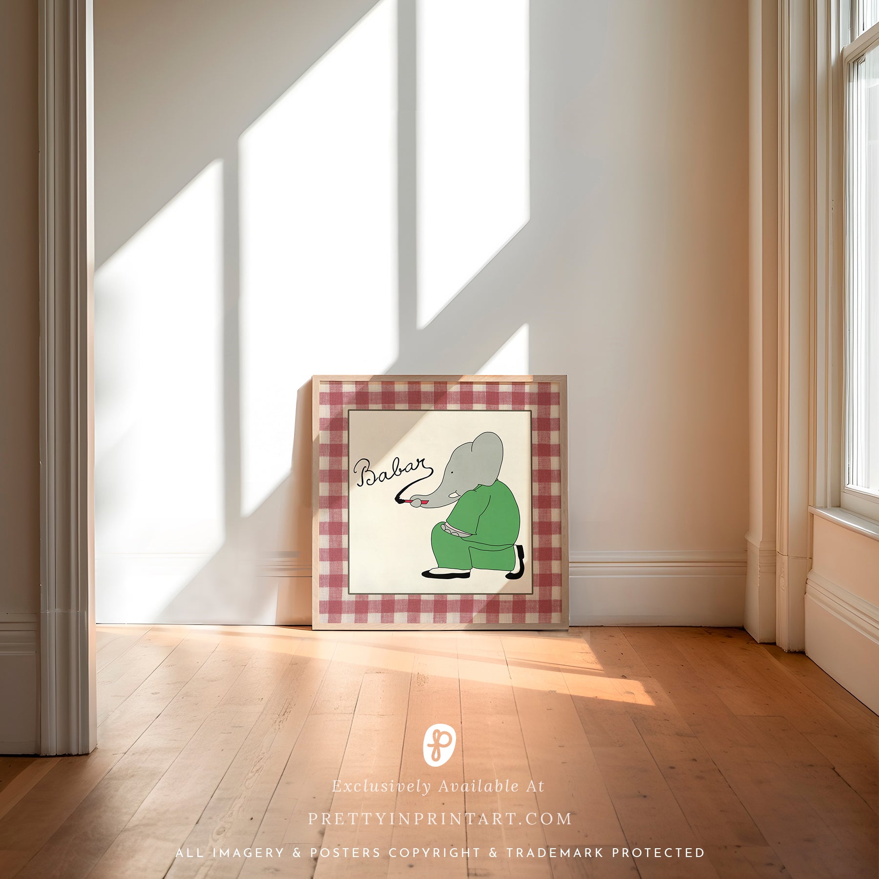 Babar Nursery Art - Babar the Elephant nursery wall art print, Vintage Babar nursery decor for baby’s room, Classic Babar prints for children’s bedrooms