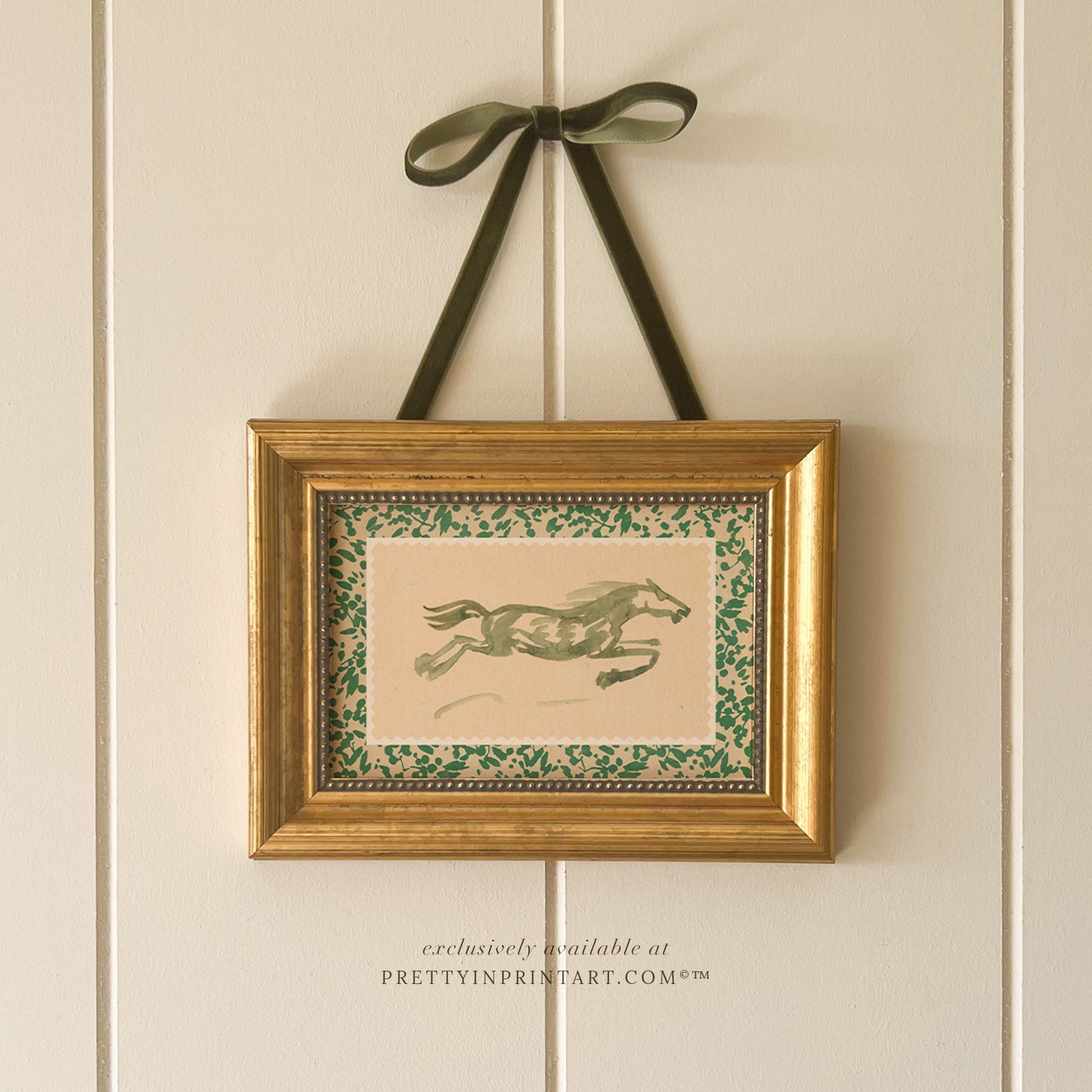 Framed Horse Nursery Art |  Gold Frame (GLD-46000)