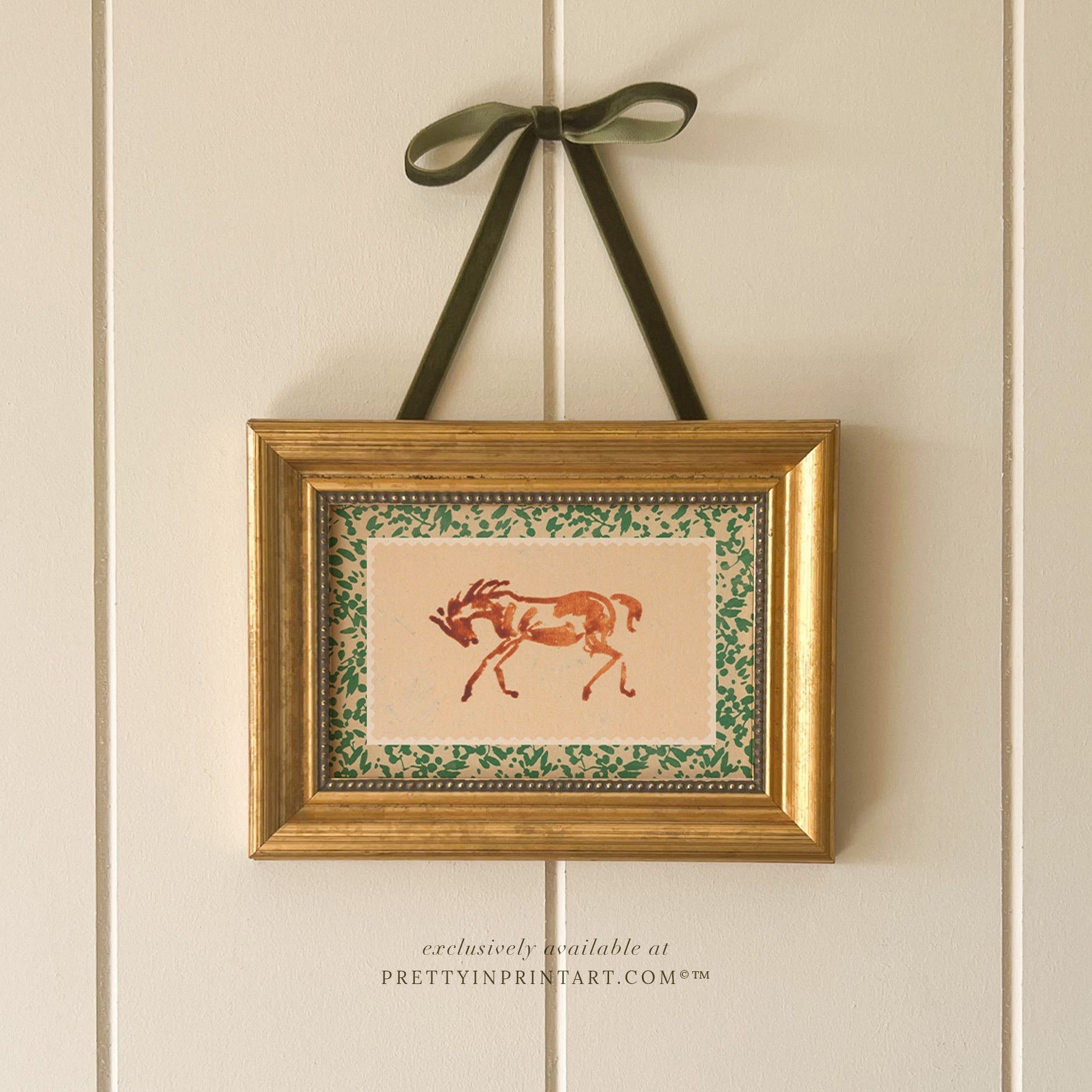 Framed Horse Nursery Art |  Gold Frame (GLD-46000)