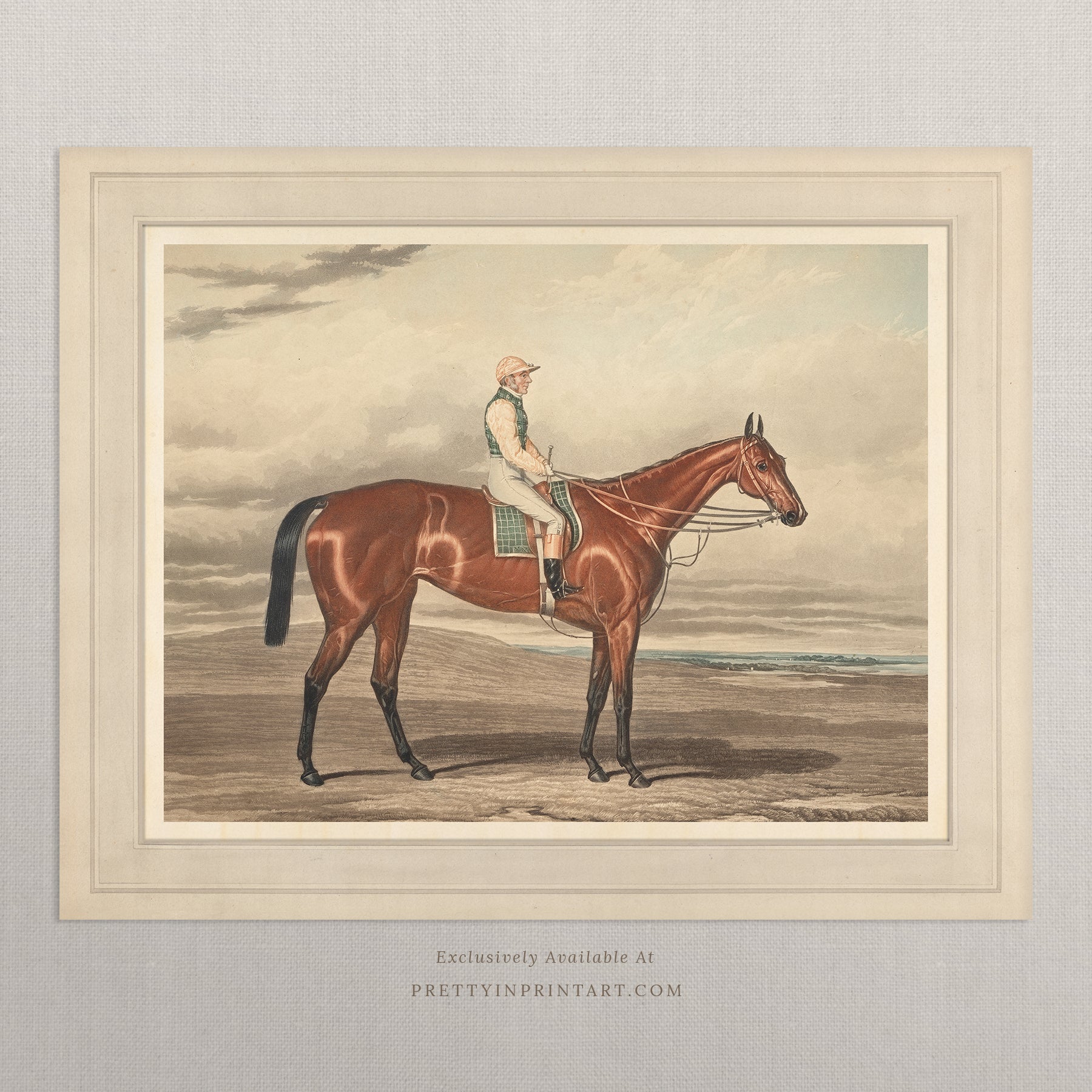 victorian-jockey-and-race-horse-art-print-unframed-antique-style-equestrian-wall-decor-traditional-racing-illustration-gallery-wall-print