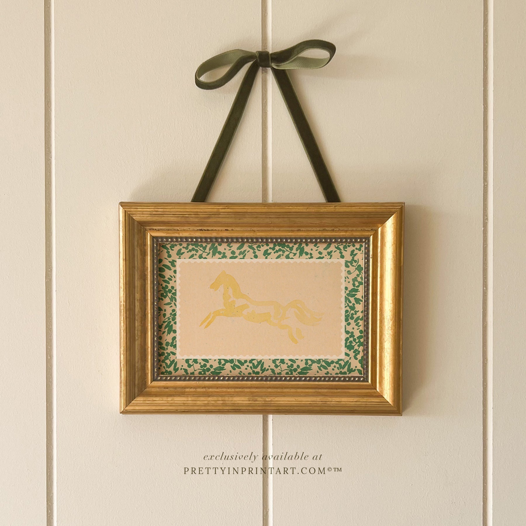 Framed Horse Nursery Art |  Gold Frame (GLD-46000)